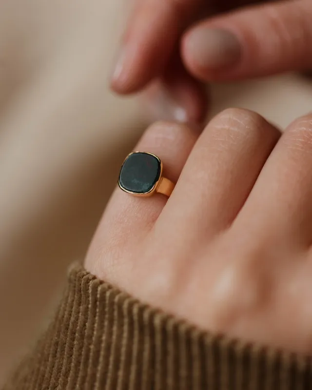 Beulah 1875 Antique Victorian 18ct Gold Bloodstone Signet Ring sold by Rock n Rose