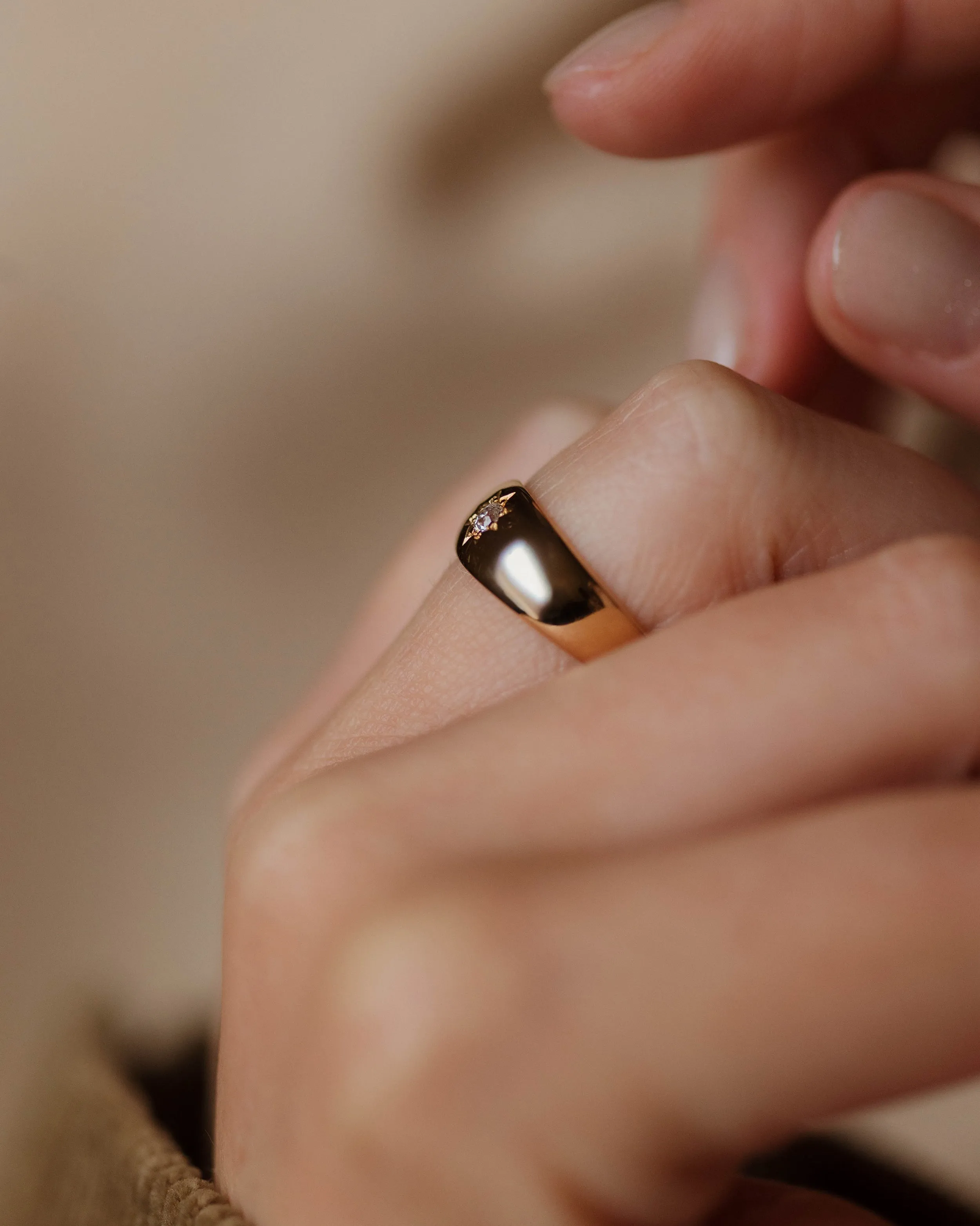 Bette 1888 Antique 18ct Gold Star Set Diamond Single Stone Ring sold by Rock n Rose product image thumbnail 3