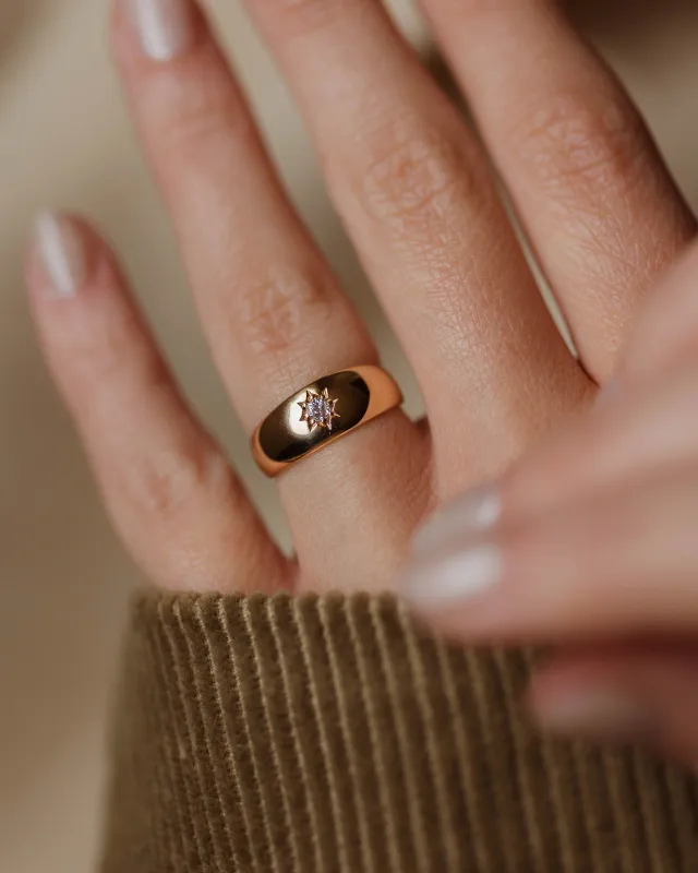 Bette 1888 Antique 18ct Gold Star Set Diamond Single Stone Ring sold by Rock n Rose