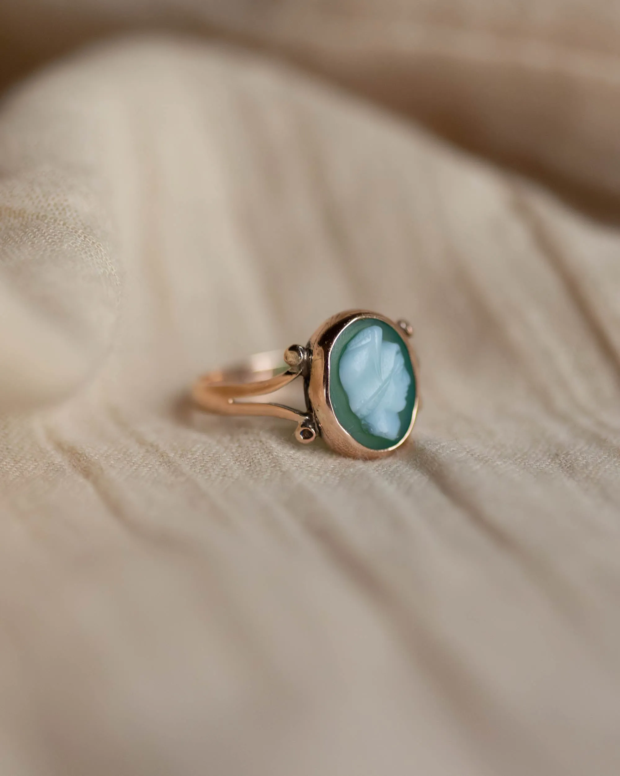 Gladys Antique 9ct Gold Chrysoprase Cameo Ring sold by Rock n Rose product image thumbnail 5