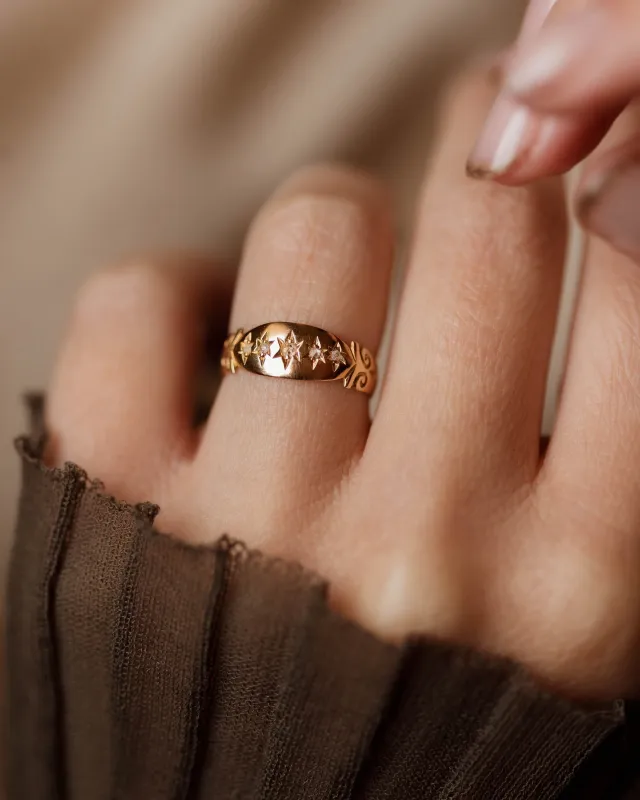 Liesel 1901 Antique 18ct Gold Star Set Diamond Five Stone Ring sold by Rock n Rose