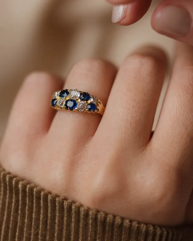Honora Antique 18ct Gold Sapphire & Diamond Ten Stone Ring sold by Rock n Rose