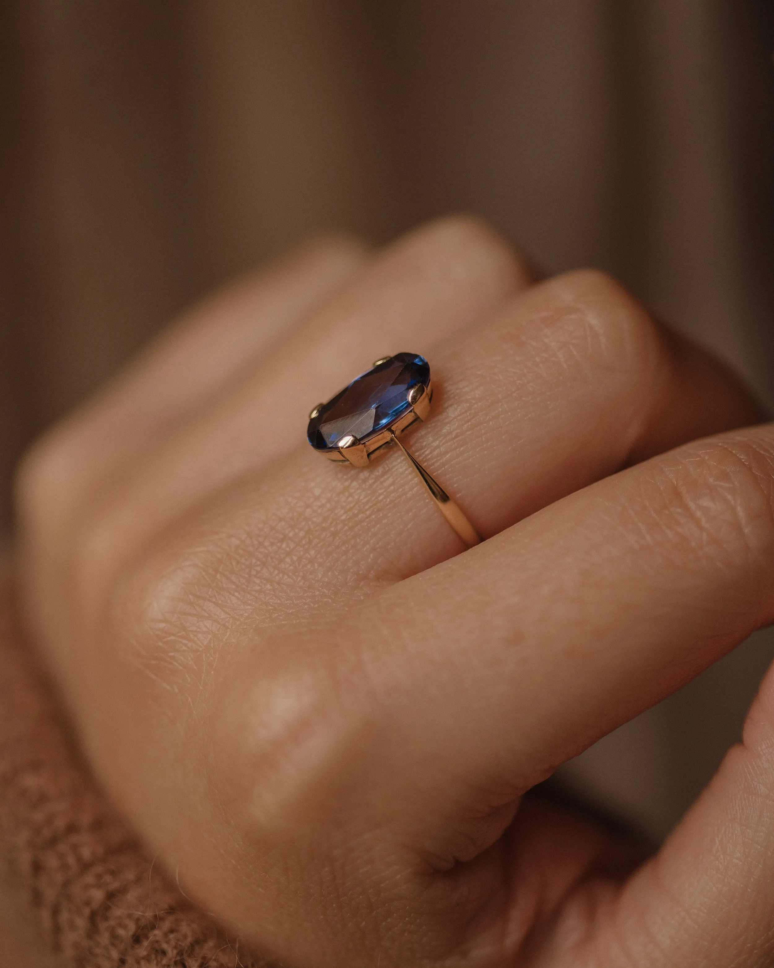 Corinne Antique 9ct Gold Solitaire Sapphire Ring sold by Rock n Rose product image thumbnail 2