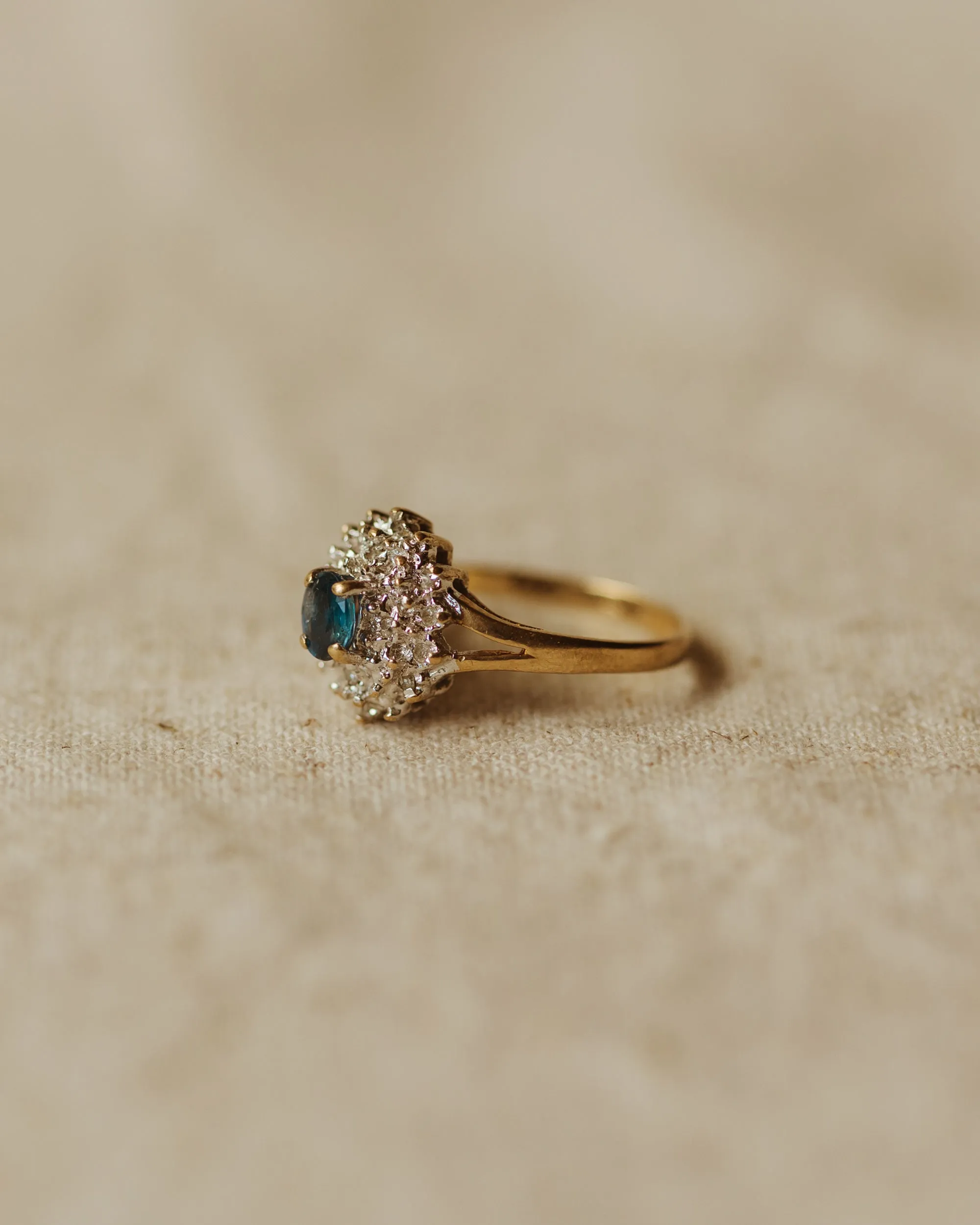 Colette Vintage 9ct Gold Blue Topaz & Diamond Ring sold by Rock n Rose product image thumbnail 3