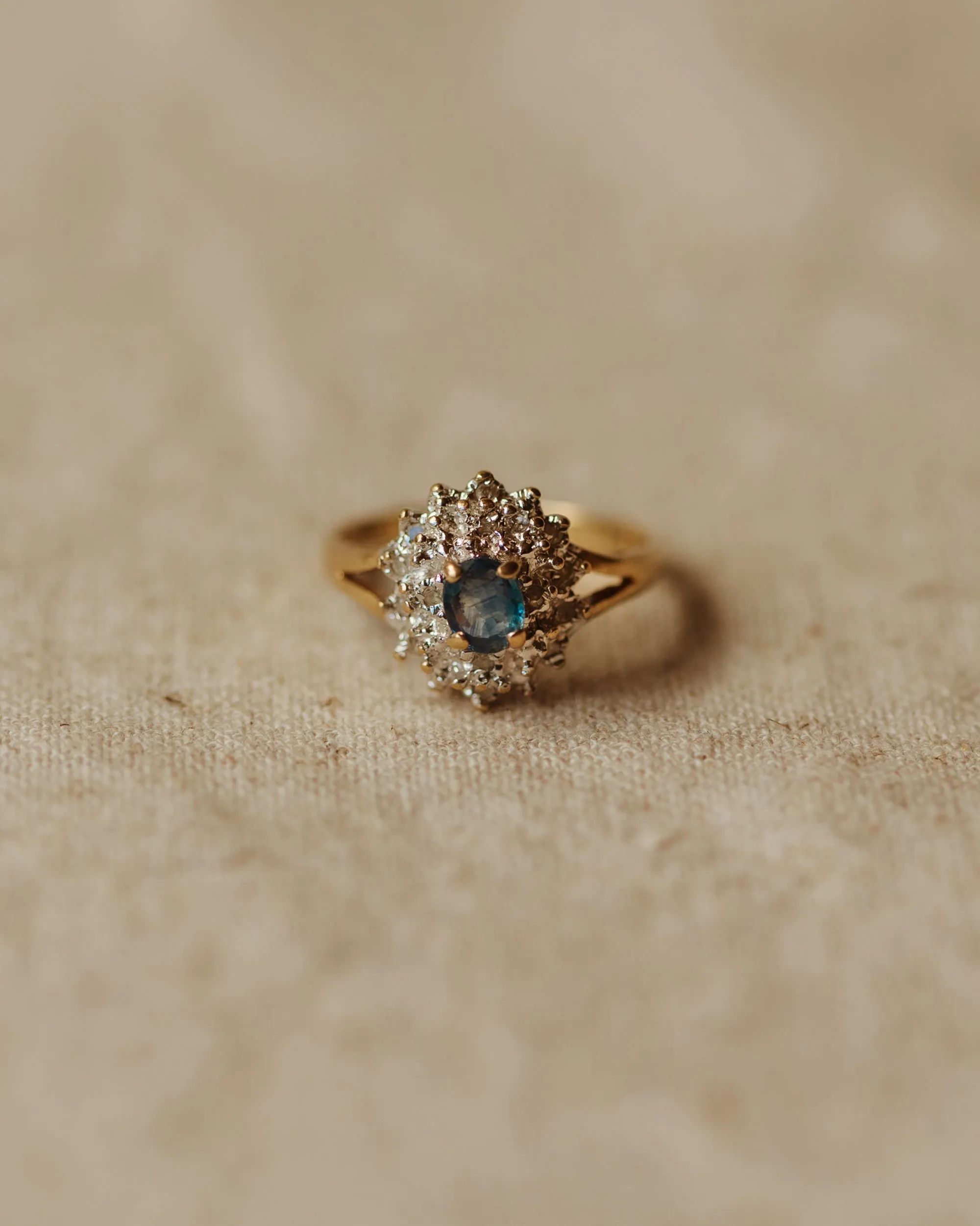 Colette Vintage 9ct Gold Blue Topaz & Diamond Ring sold by Rock n Rose product image thumbnail 2