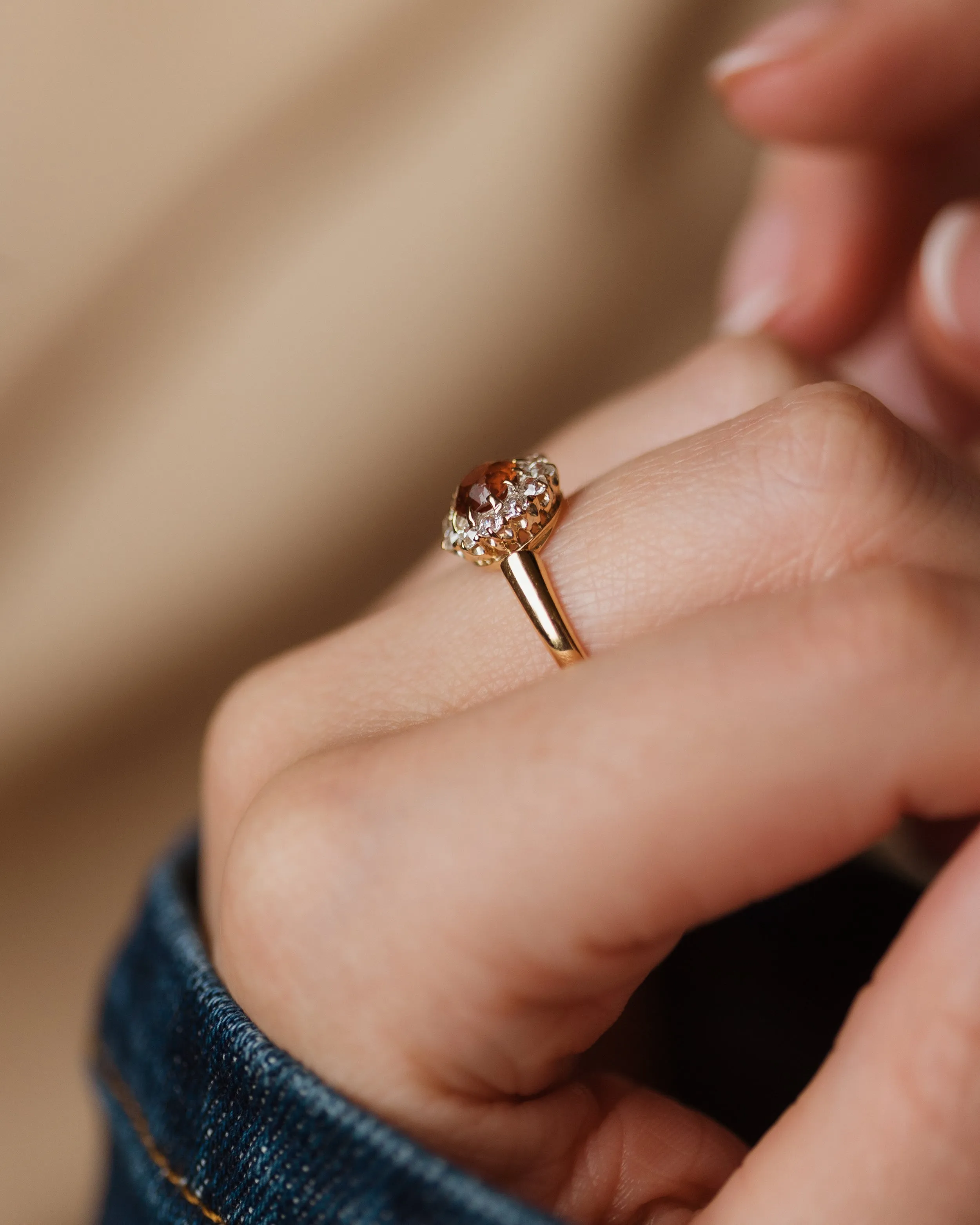 Inès Antique 18ct Gold Citrine & Diamond Cluster Ring sold by Rock n Rose product image thumbnail 5