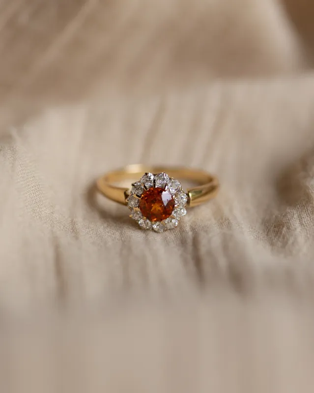 Inès Antique 18ct Gold Citrine & Diamond Cluster Ring sold by Rock n Rose