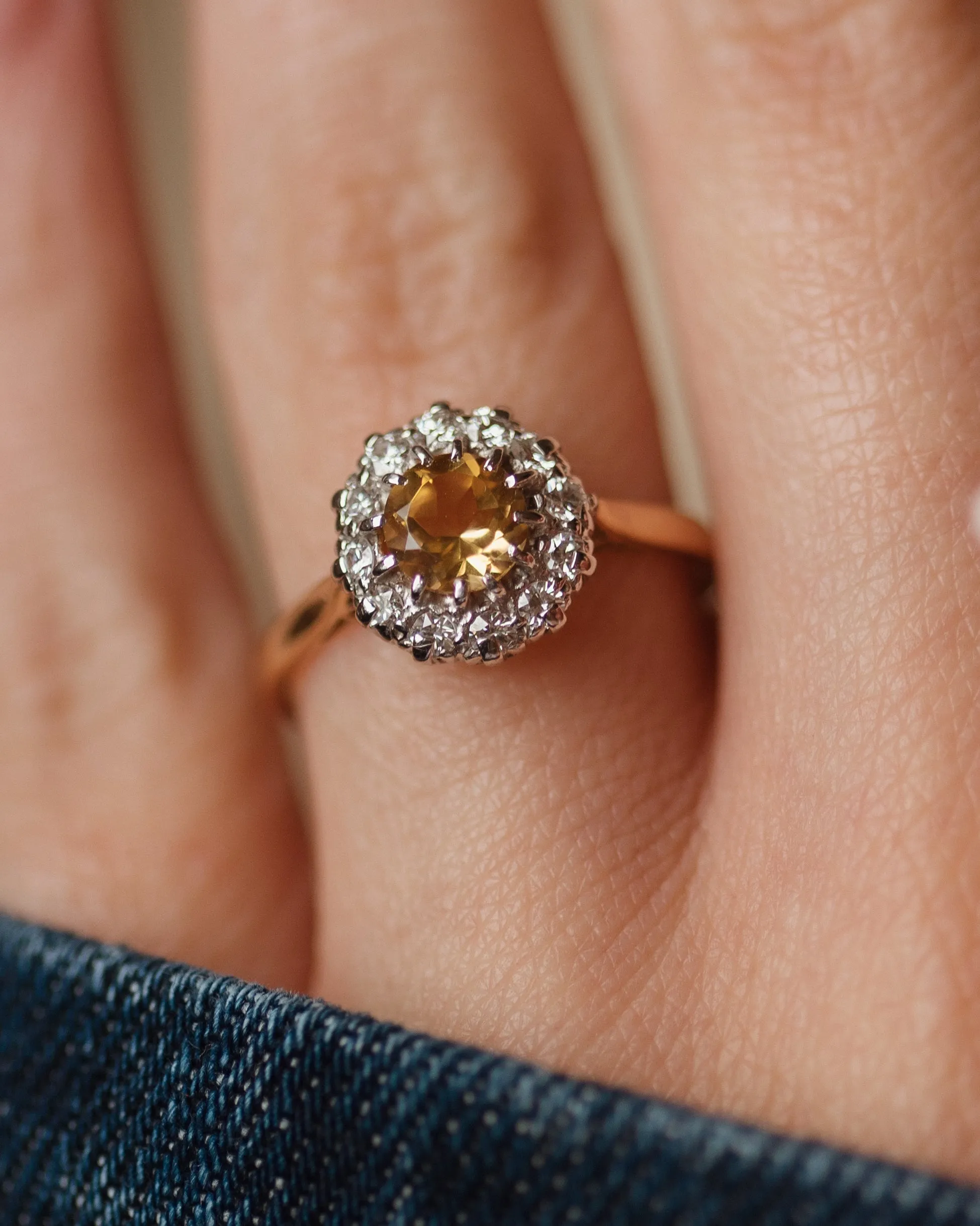 Lydia Vintage 18ct Gold Citrine & Diamond Cluster Ring sold by Rock n Rose product image thumbnail 2