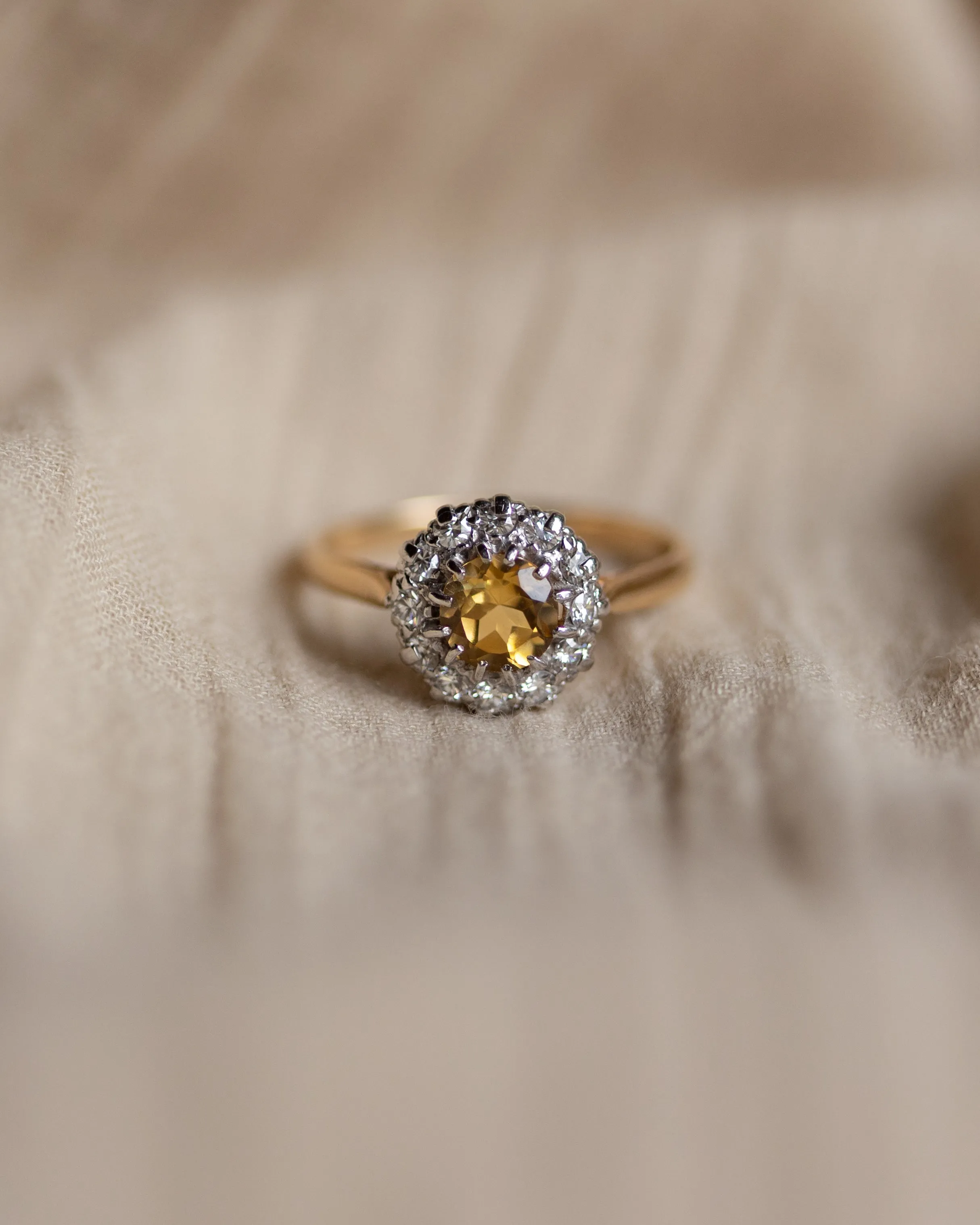 Lydia Vintage 18ct Gold Citrine & Diamond Cluster Ring sold by Rock n Rose product image thumbnail 4