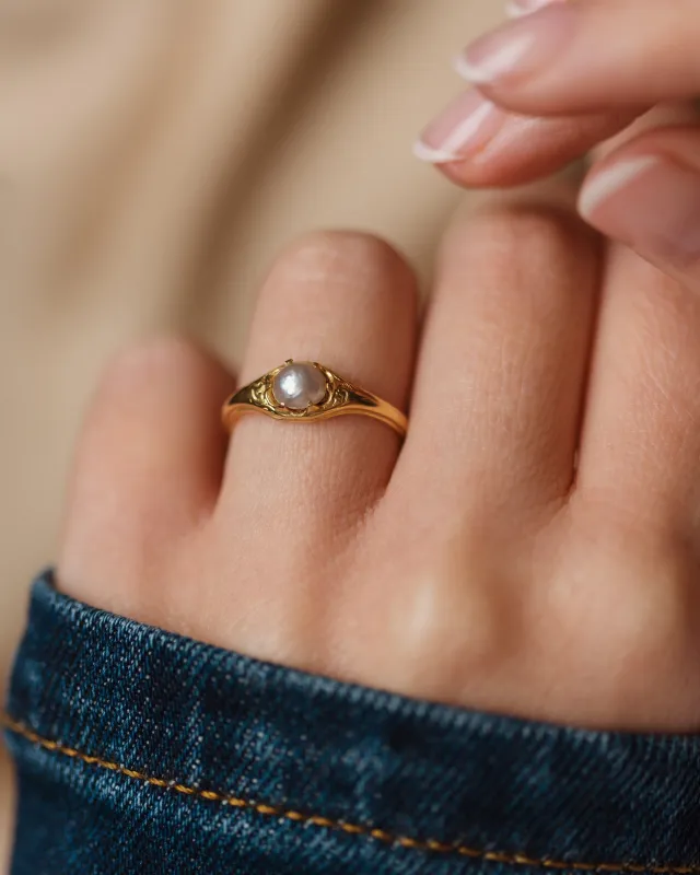 Franceline Antique 15ct Gold Pearl Single Stone Ring sold by Rock n Rose