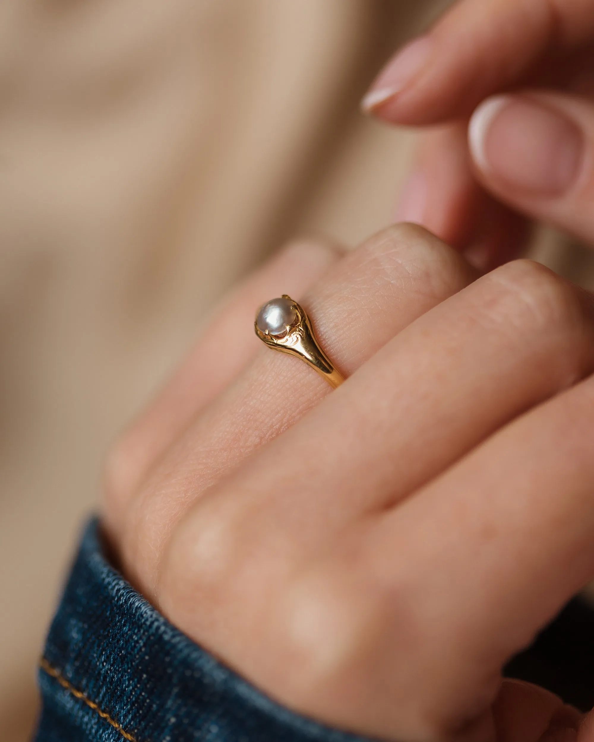 Franceline Antique 15ct Gold Pearl Single Stone Ring sold by Rock n Rose product image thumbnail 3