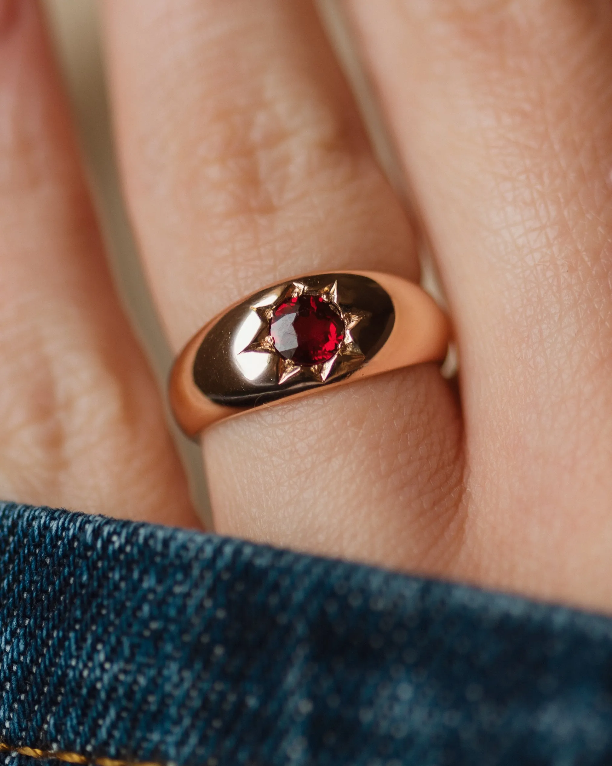 Theodore 1911 Antique 9ct Gold Star Set Garnet Ring sold by Rock n Rose product image thumbnail 2