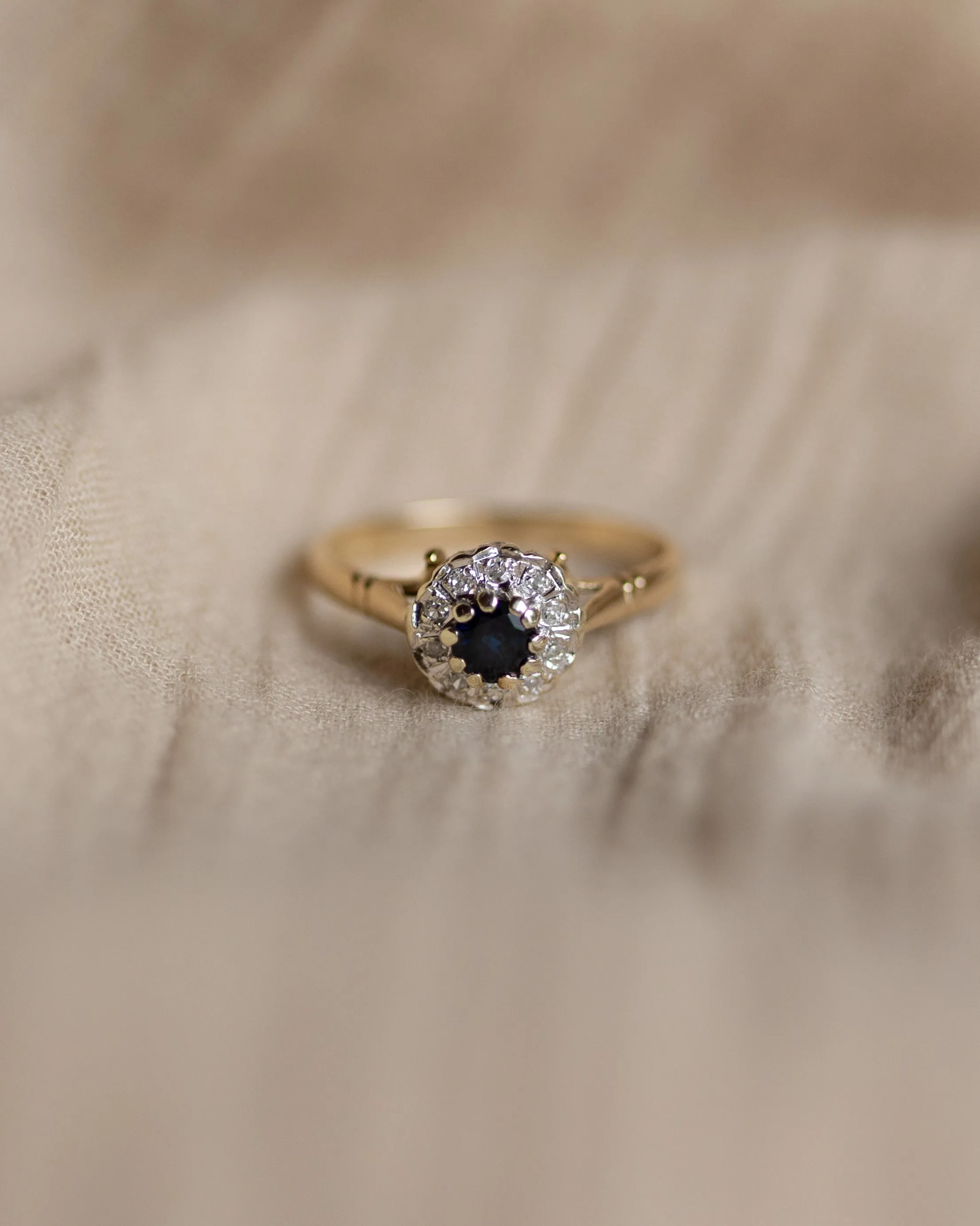 Juliane 1985 Vintage 9ct Gold Sapphire & Diamond Cluster Ring sold by Rock n Rose product image thumbnail 4