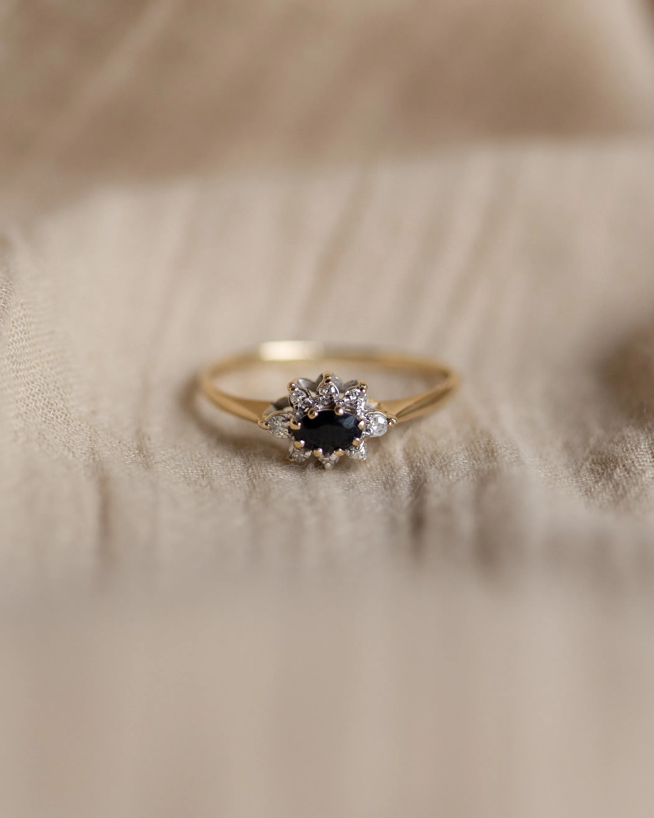 Edithe 1983 Vintage 9ct Gold Sapphire & Diamond Cluster Ring sold by Rock n Rose product image thumbnail 4