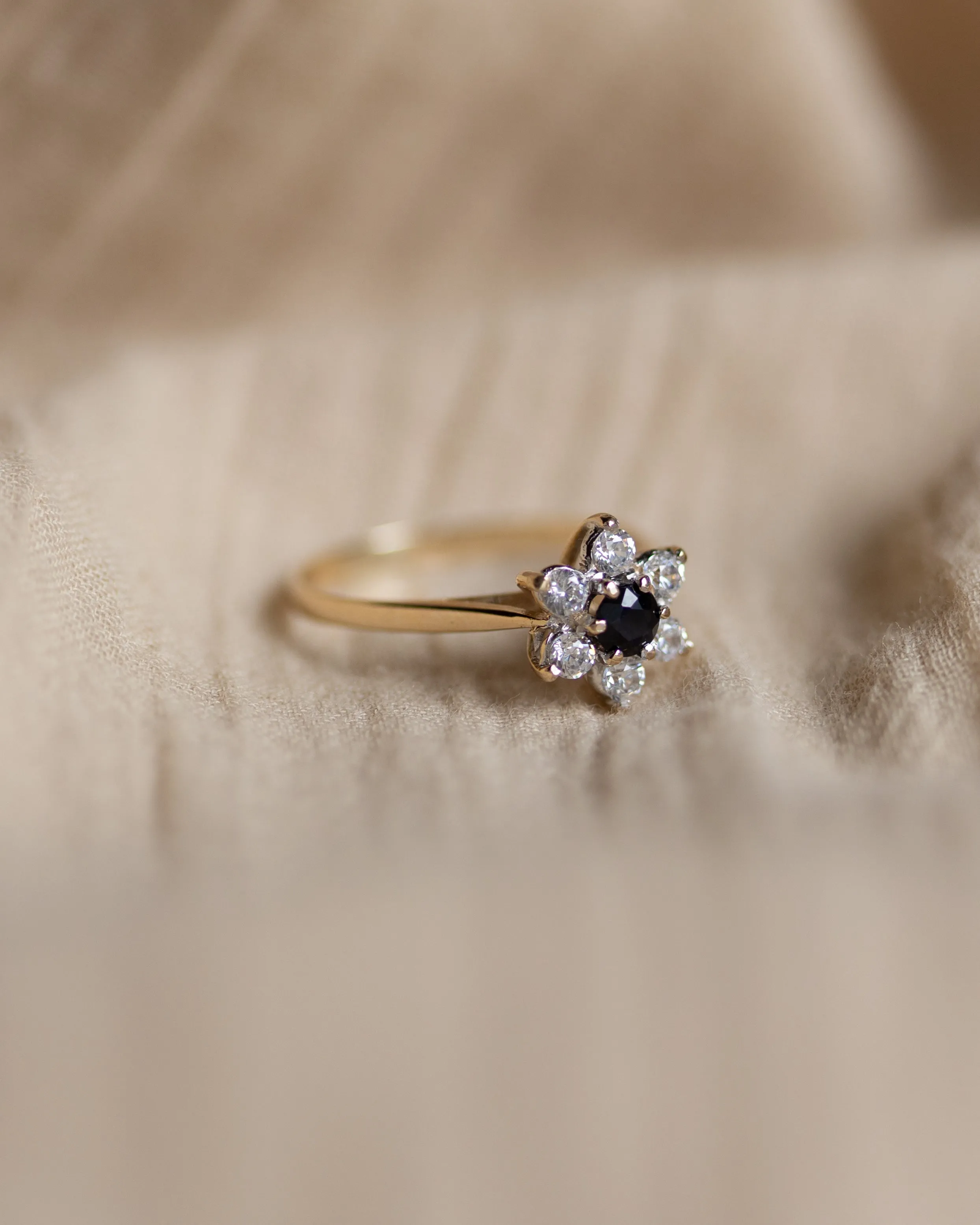 Sylvaine 1982 Vintage 18ct Gold Sapphire & Diamond Cluster Ring sold by Rock n Rose product image thumbnail 5