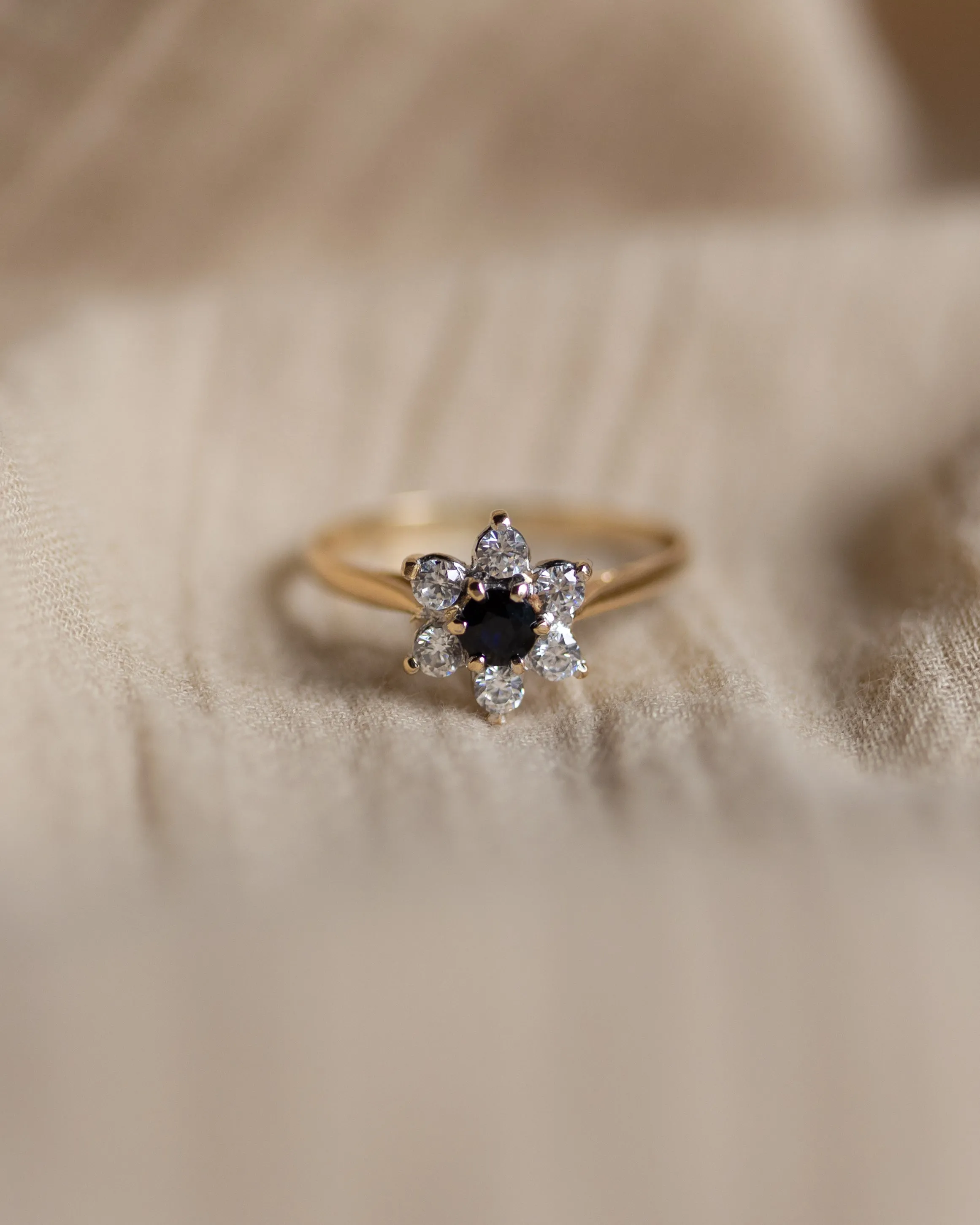 Sylvaine 1982 Vintage 18ct Gold Sapphire & Diamond Cluster Ring sold by Rock n Rose product image thumbnail 4