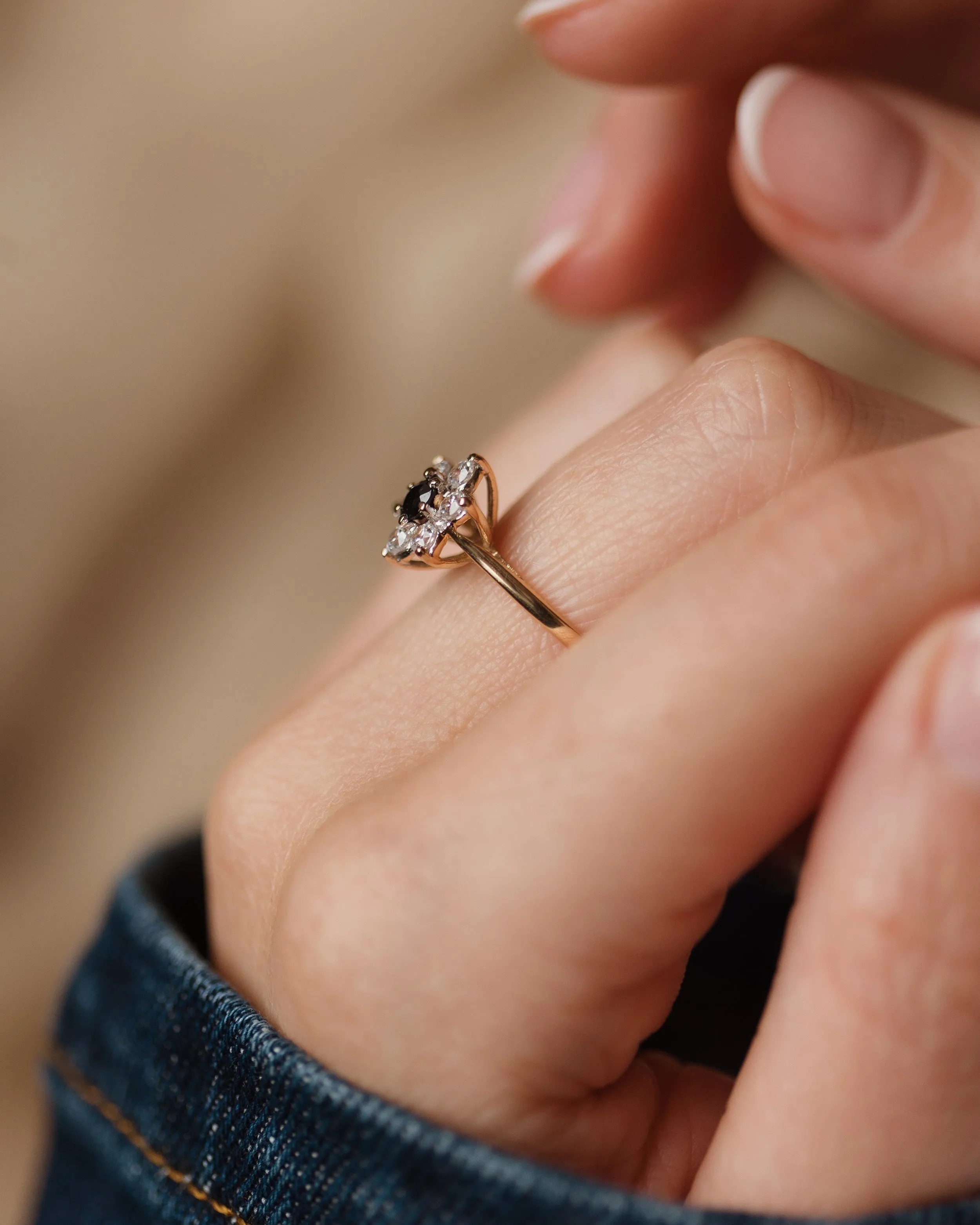 Sylvaine 1982 Vintage 18ct Gold Sapphire & Diamond Cluster Ring sold by Rock n Rose product image thumbnail 3