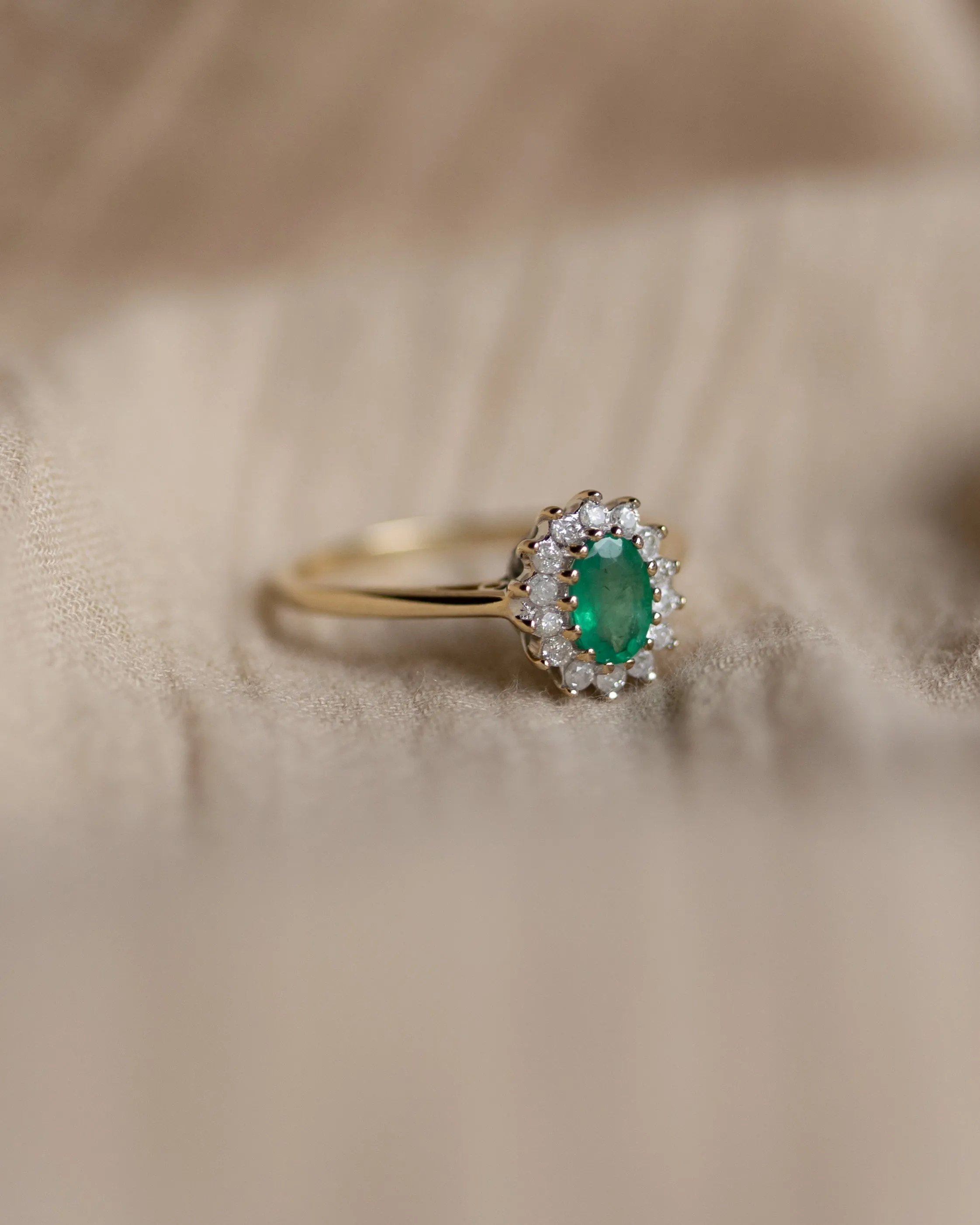 Marilis Vintage 9ct Gold Emerald & Diamond Cluster Ring sold by Rock n Rose product image thumbnail 5