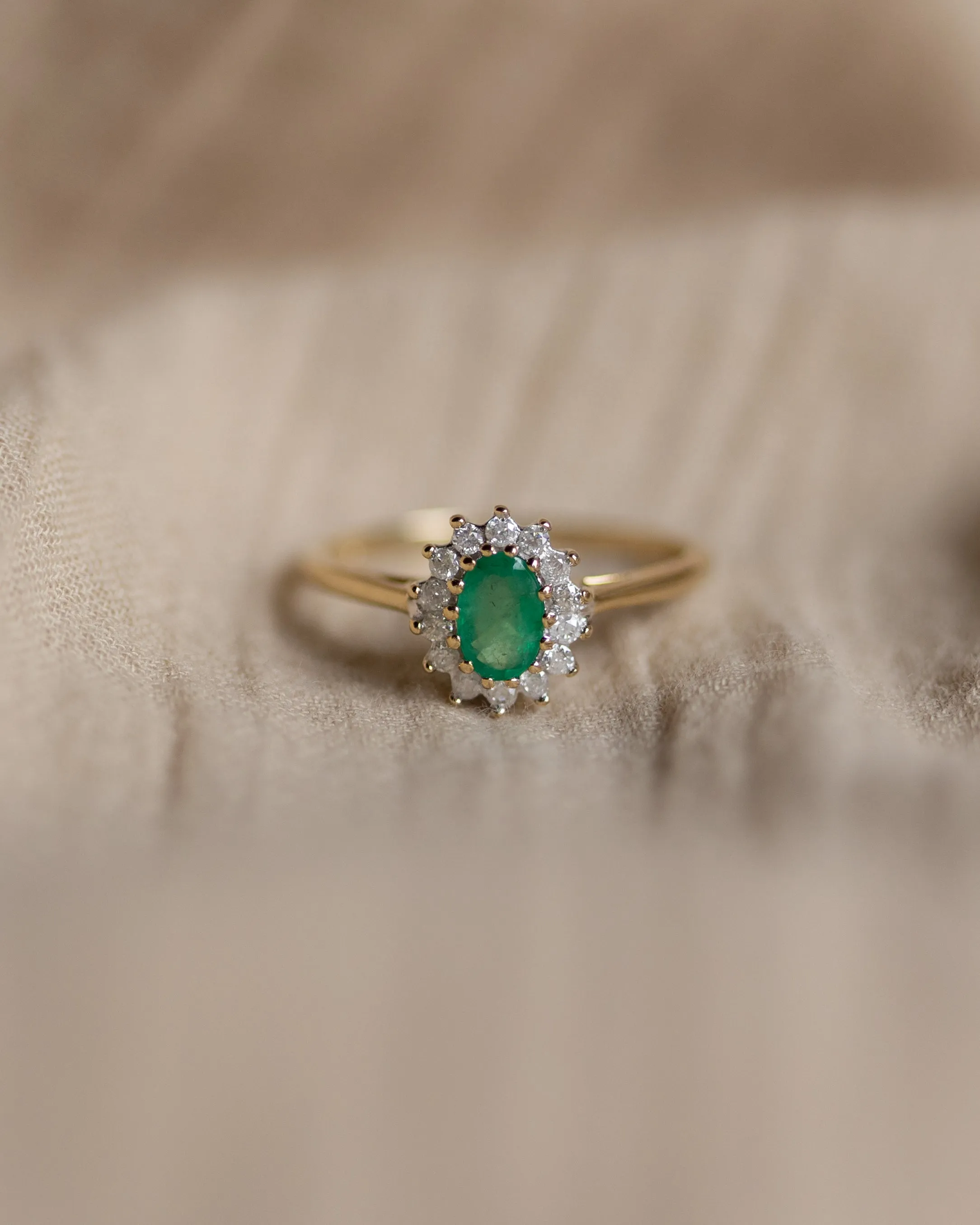Marilis Vintage 9ct Gold Emerald & Diamond Cluster Ring sold by Rock n Rose product image thumbnail 4