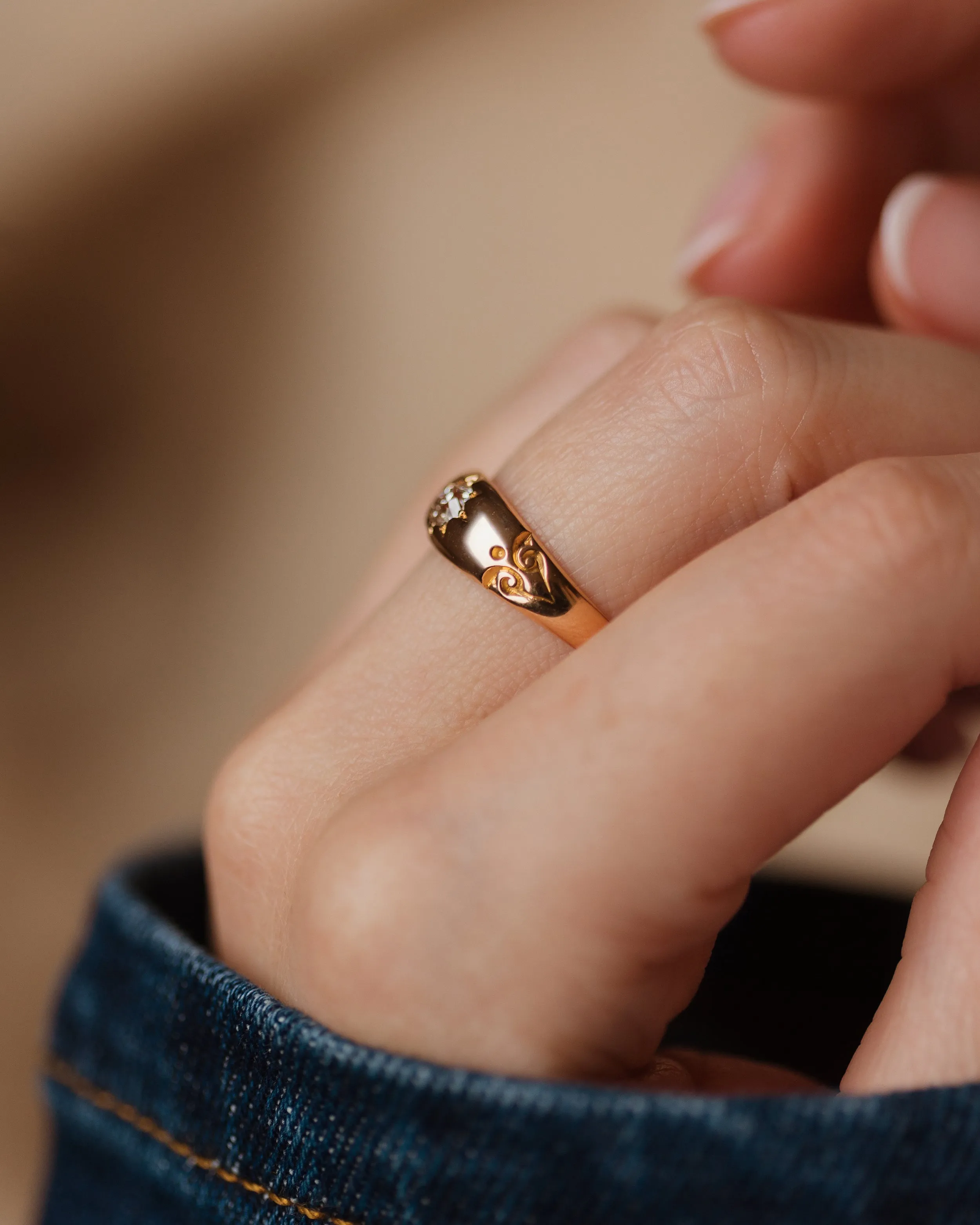 Alfreda 1897 Antique 18ct Gold Star Set Diamond Ring sold by Rock n Rose product image thumbnail 3