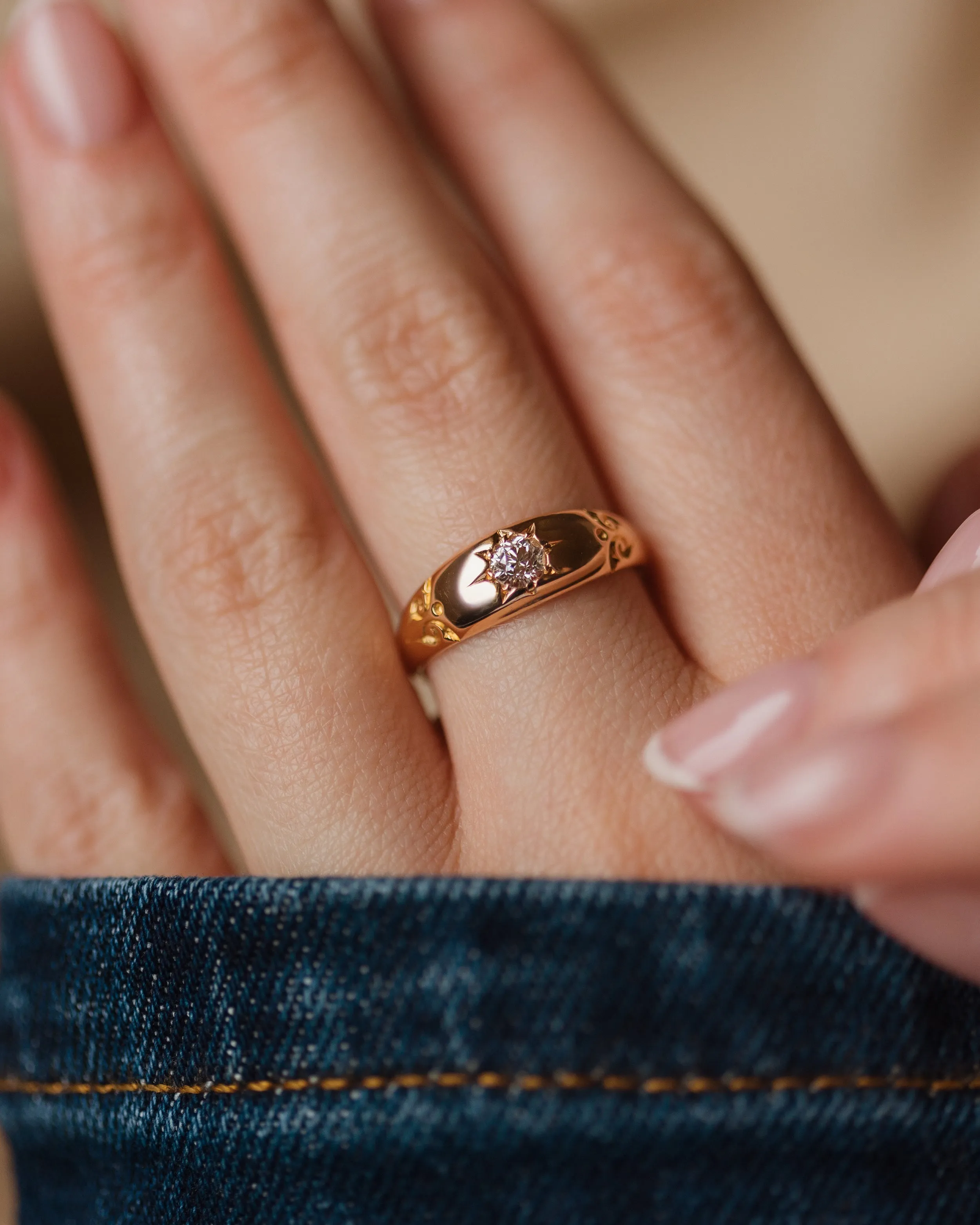 Alfreda 1897 Antique 18ct Gold Star Set Diamond Ring sold by Rock n Rose