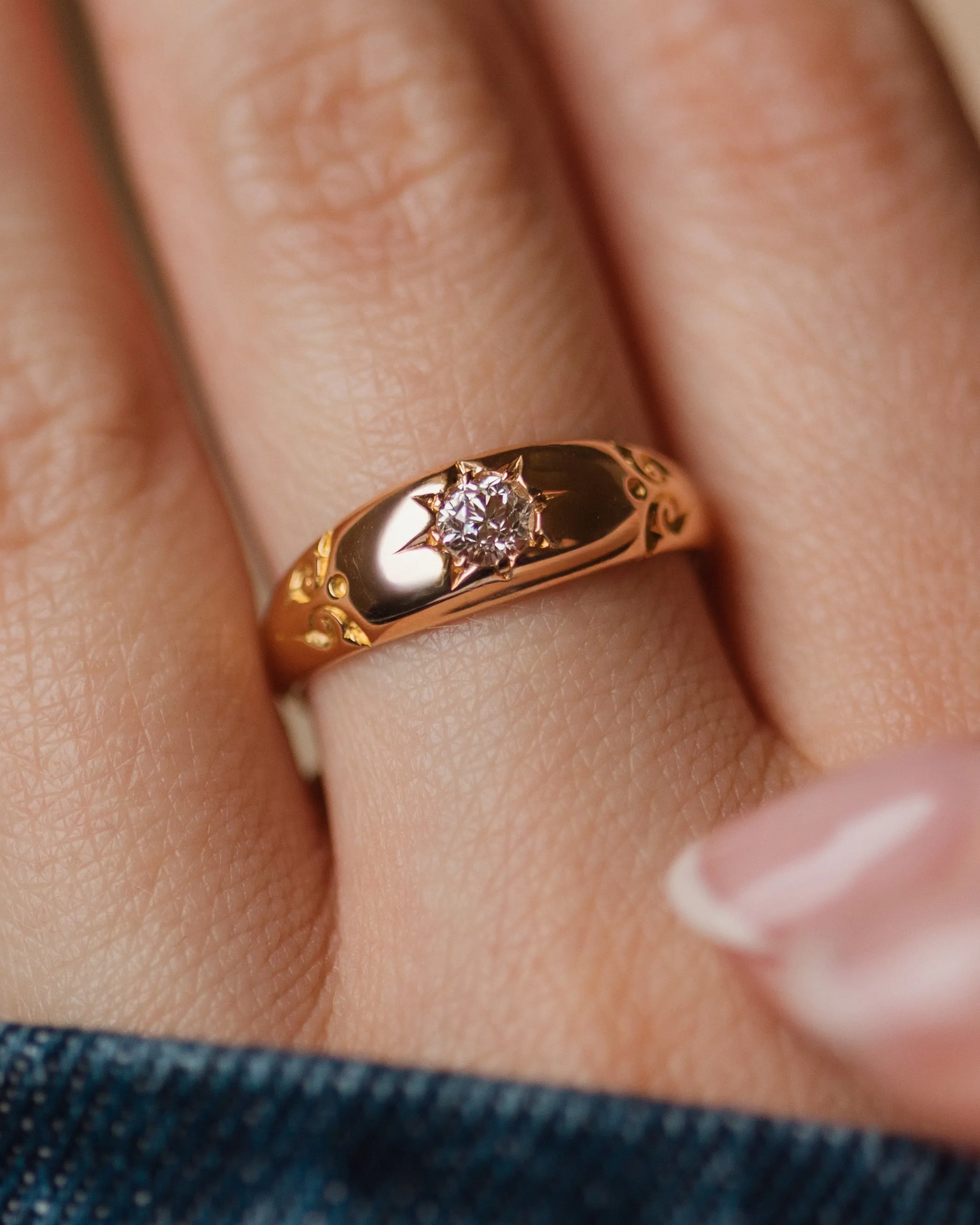 Alfreda 1897 Antique 18ct Gold Star Set Diamond Ring sold by Rock n Rose product image thumbnail 2