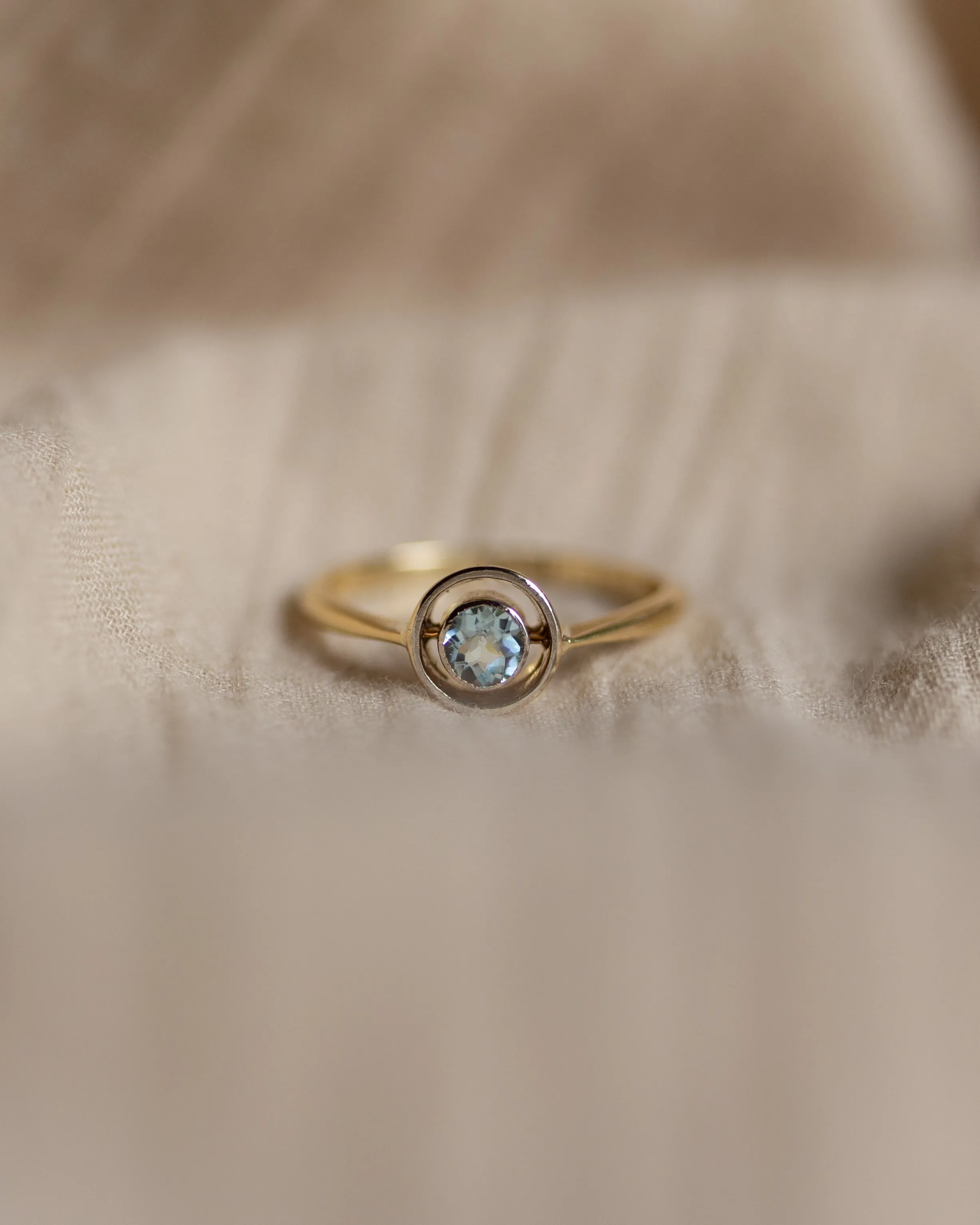 Eimear Antique Art Deco 18ct Gold Aquamarine Target Ring sold by Rock n Rose product image thumbnail 4