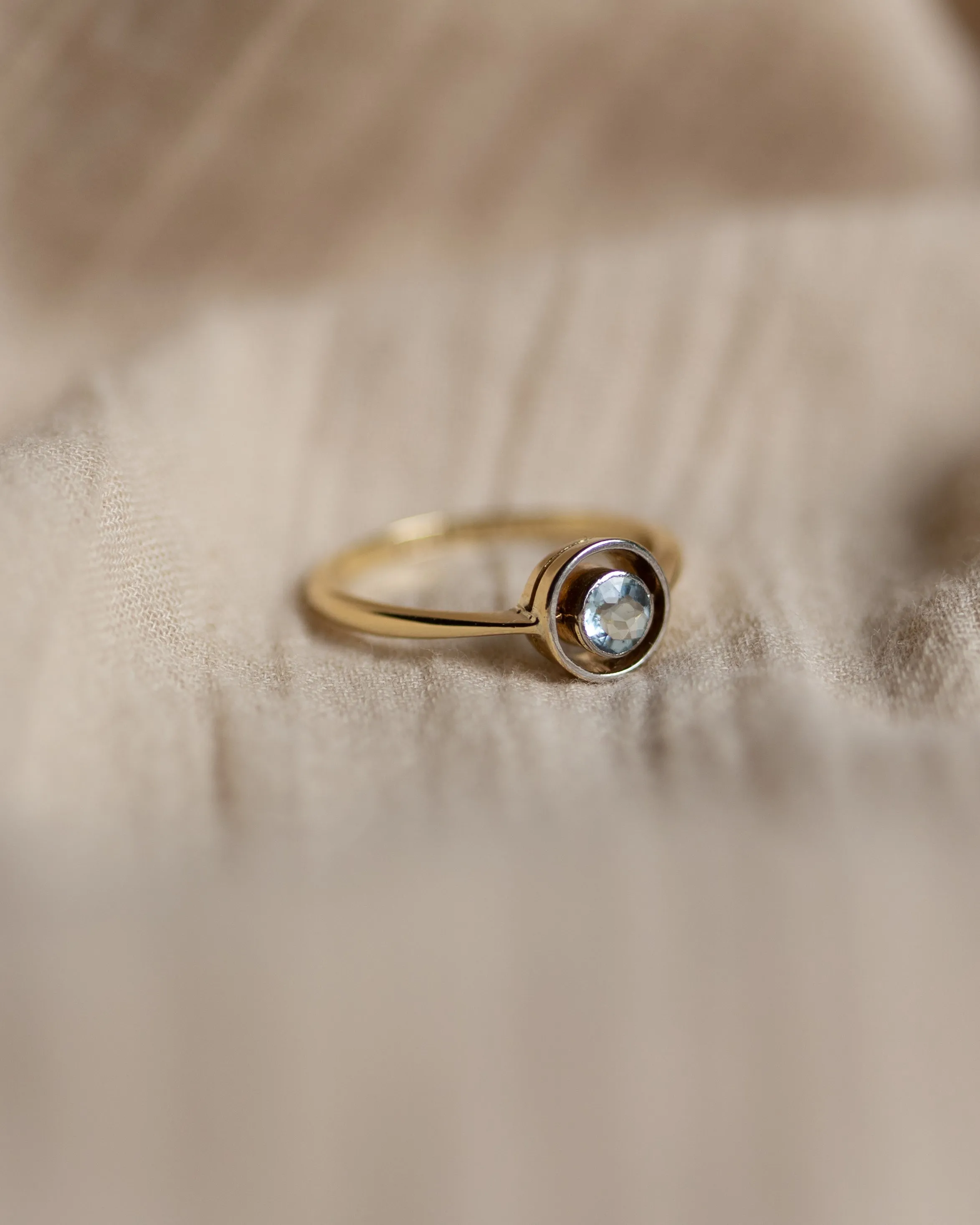 Eimear Antique Art Deco 18ct Gold Aquamarine Target Ring sold by Rock n Rose product image thumbnail 5