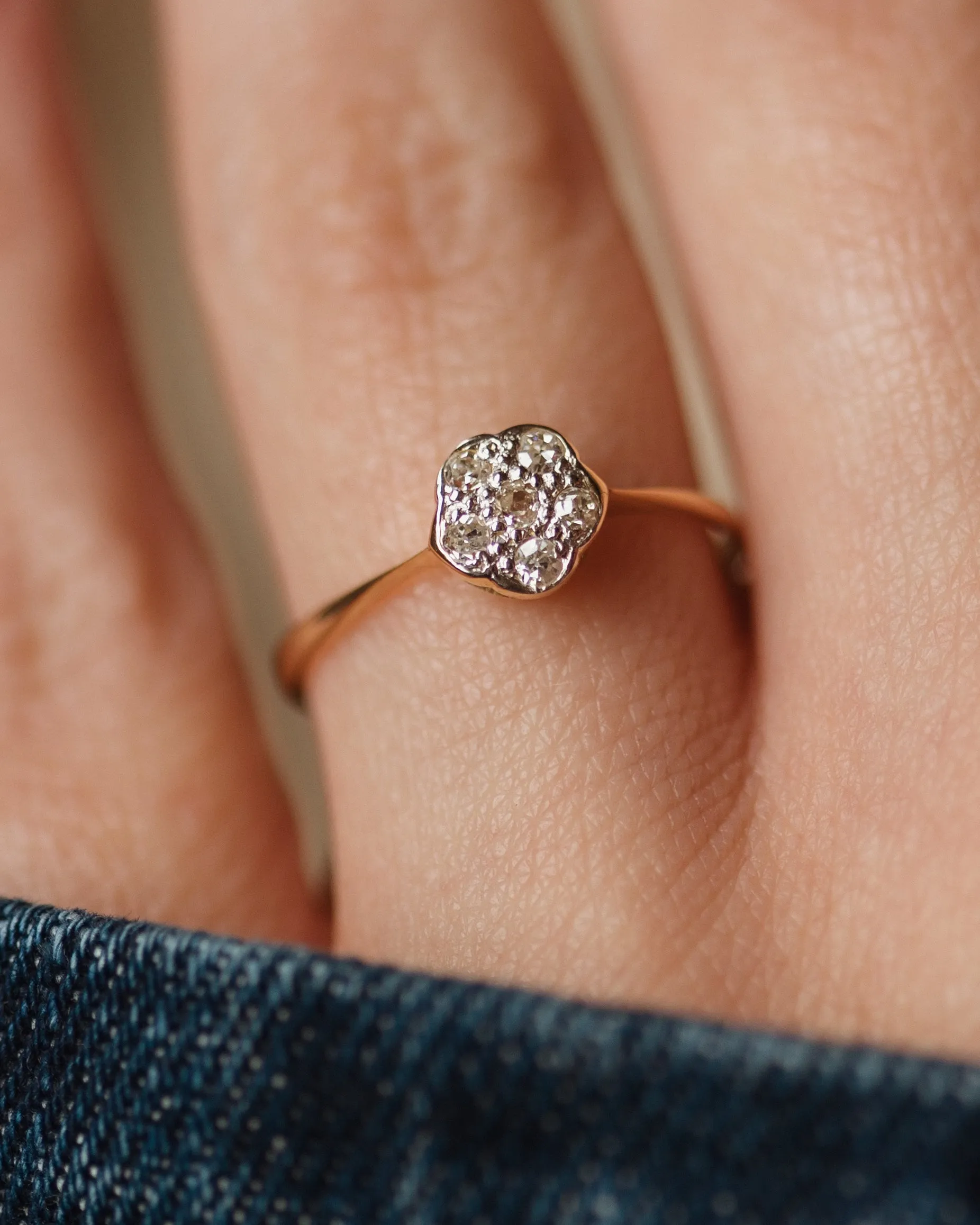 Valérie Vintage 18ct Gold Diamond Daisy Cluster Ring sold by Rock n Rose product image thumbnail 2
