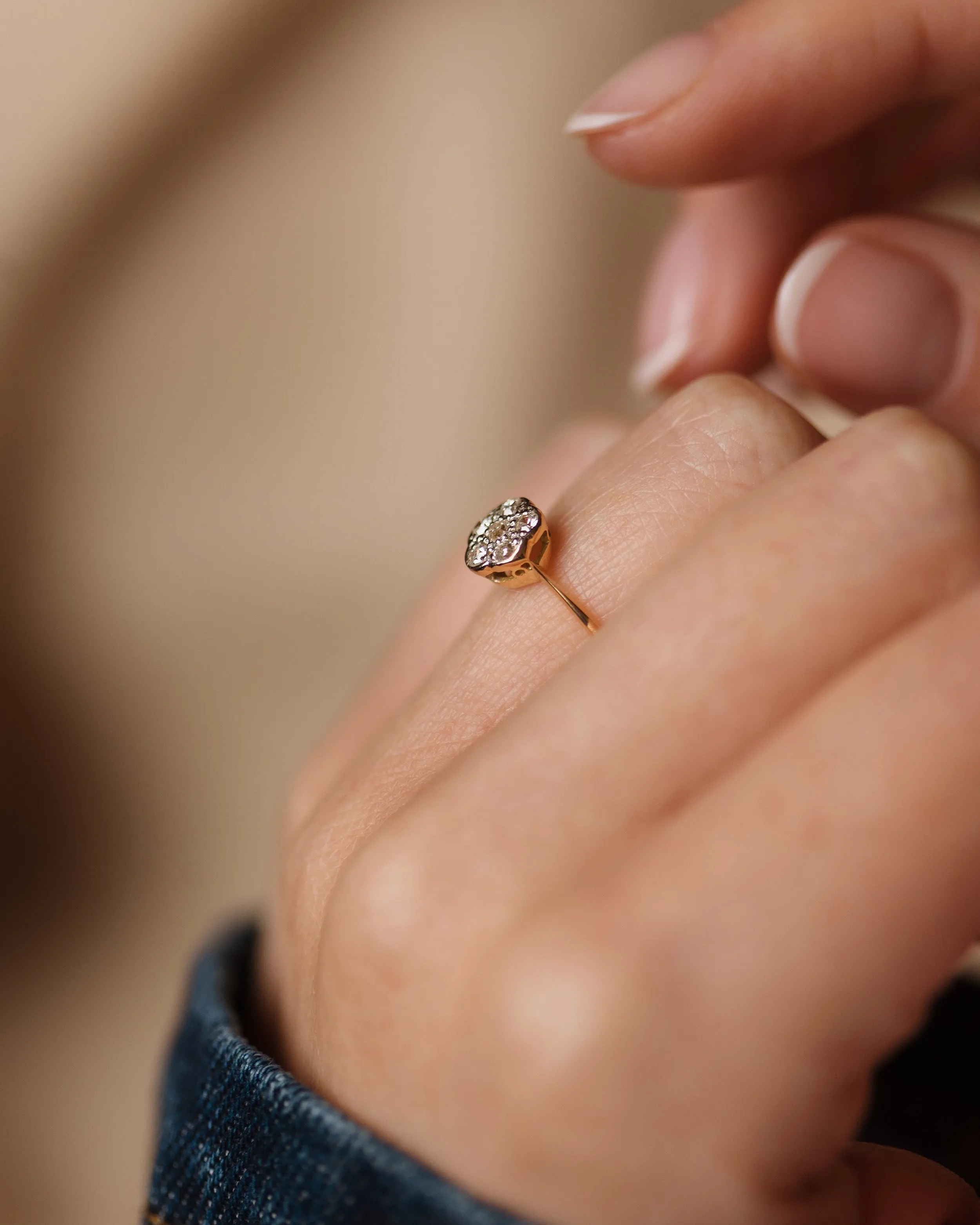 Valérie Vintage 18ct Gold Diamond Daisy Cluster Ring sold by Rock n Rose product image thumbnail 3