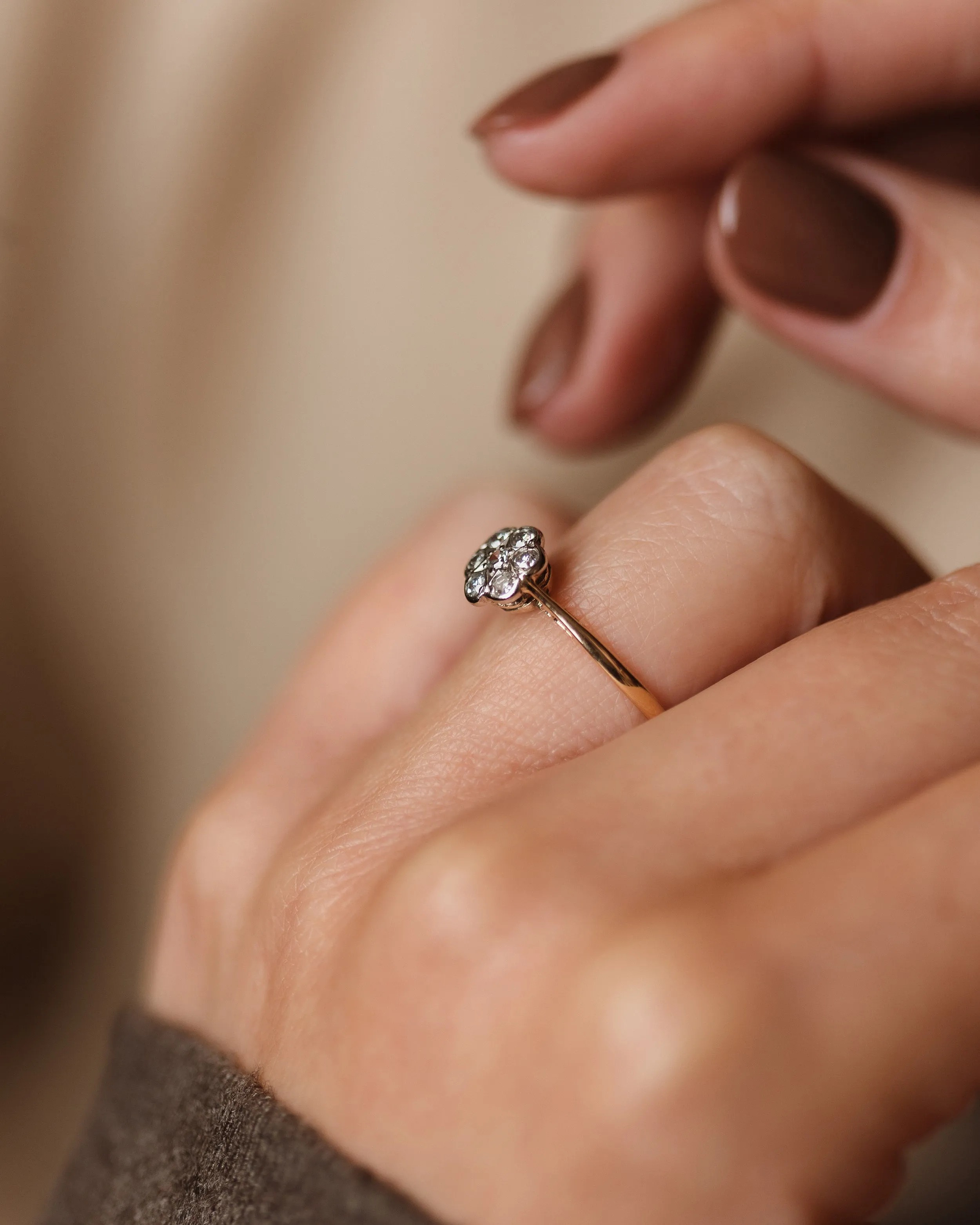 Poppy Antique 18ct Gold Diamond Daisy Cluster Ring sold by Rock n Rose product image thumbnail 3