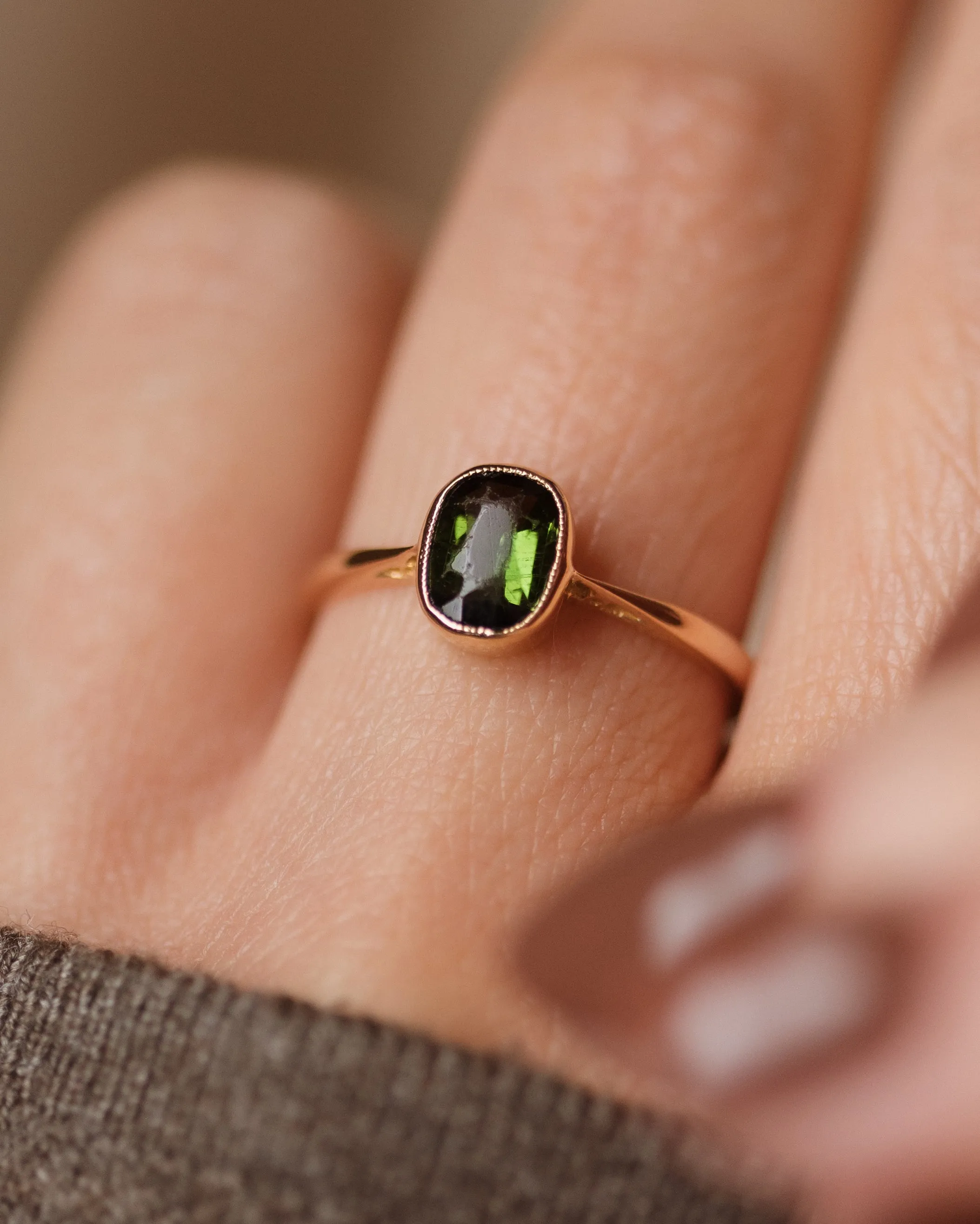 Hester Antique 18ct Gold Tourmaline Single Stone Ring sold by Rock n Rose product image thumbnail 2