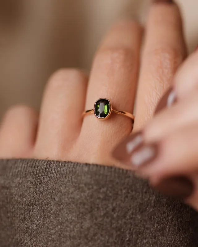 Hester Antique 18ct Gold Tourmaline Single Stone Ring made by Rock n Rose