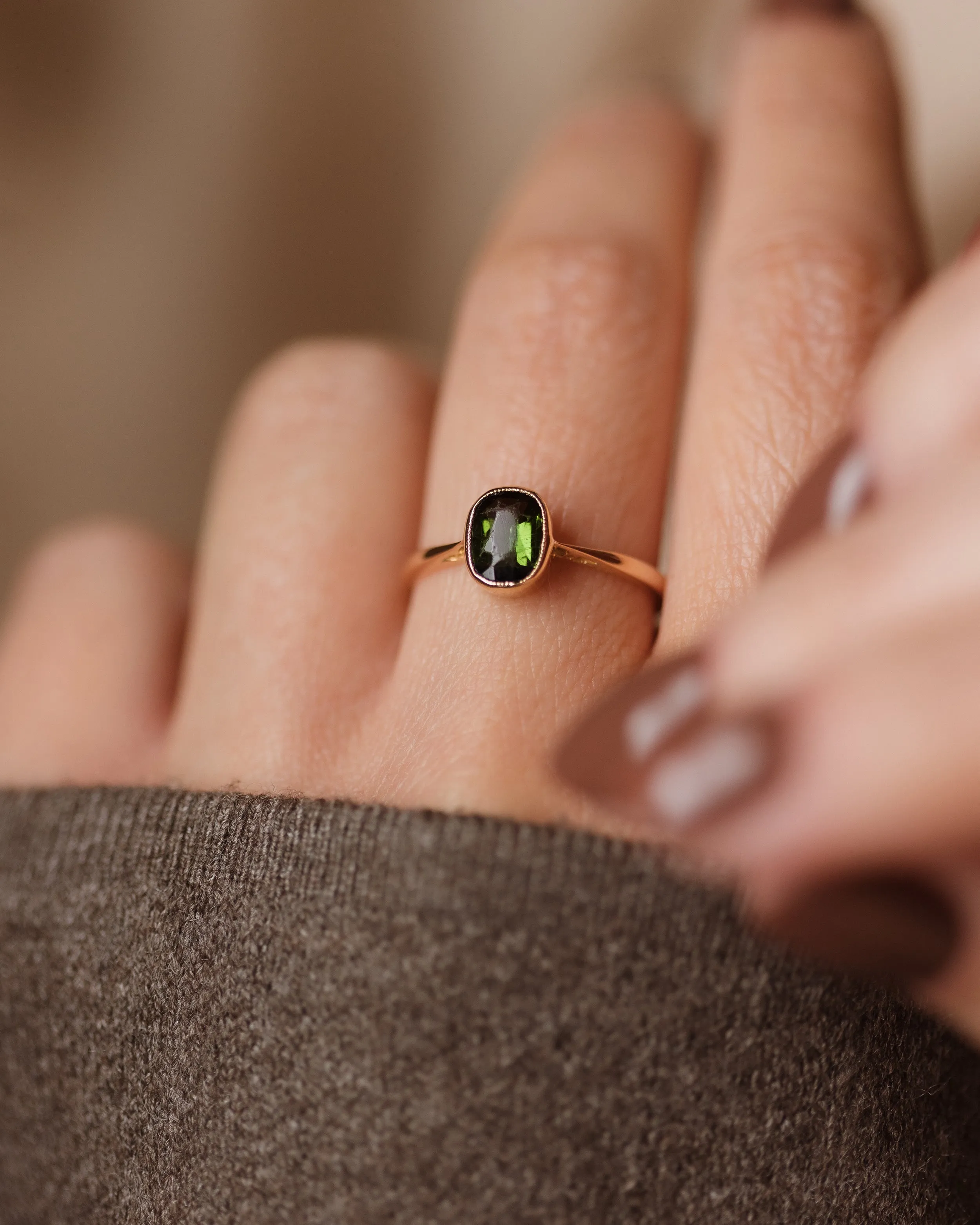 Hester Antique 18ct Gold Tourmaline Single Stone Ring sold by Rock n Rose
