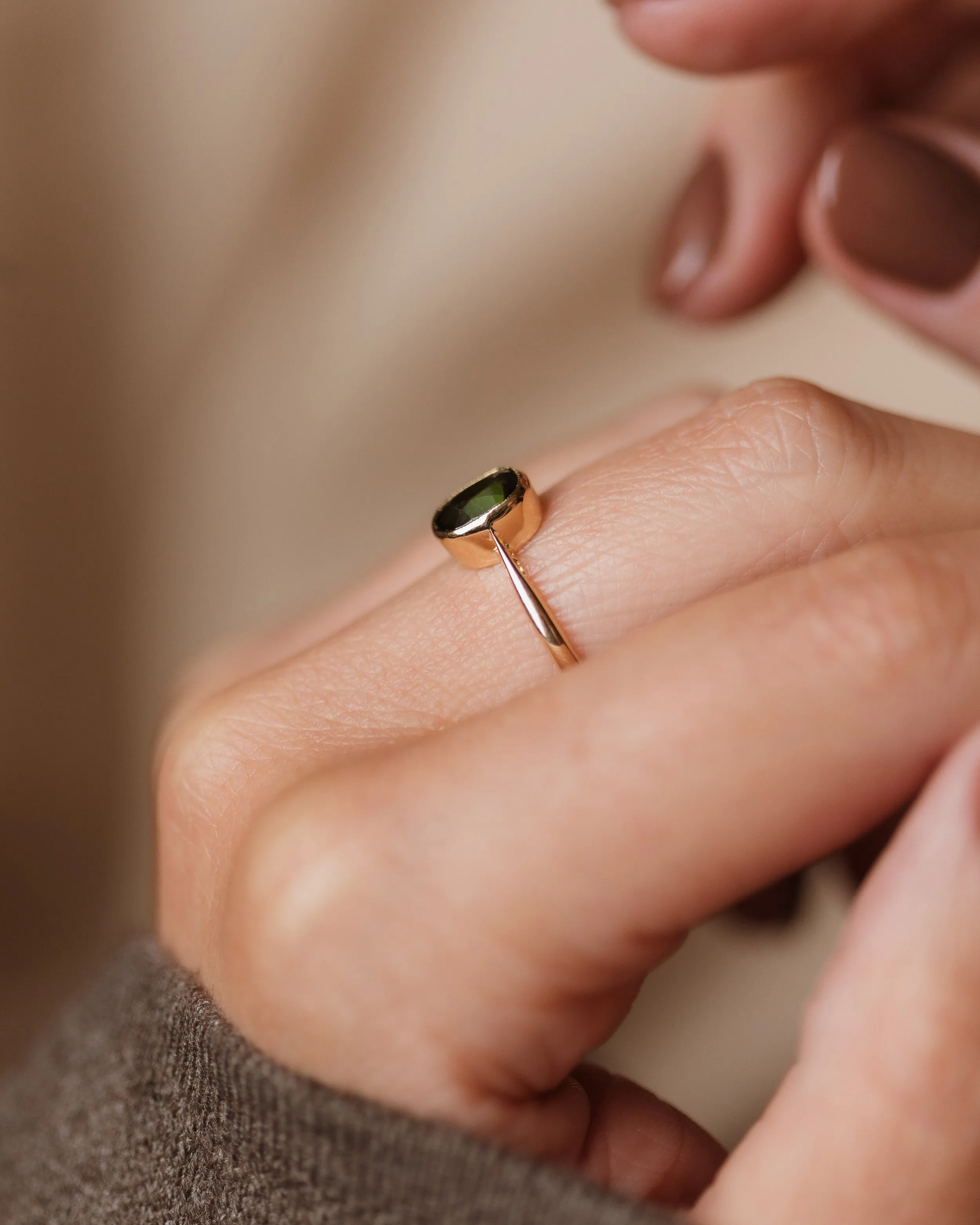 Hester Antique 18ct Gold Tourmaline Single Stone Ring sold by Rock n Rose product image thumbnail 3