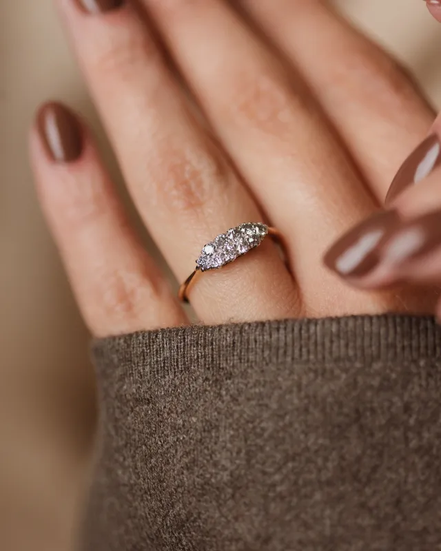 Gracia Antique Art Deco 18ct Gold Diamond Ten Stone Ring made by Rock n Rose