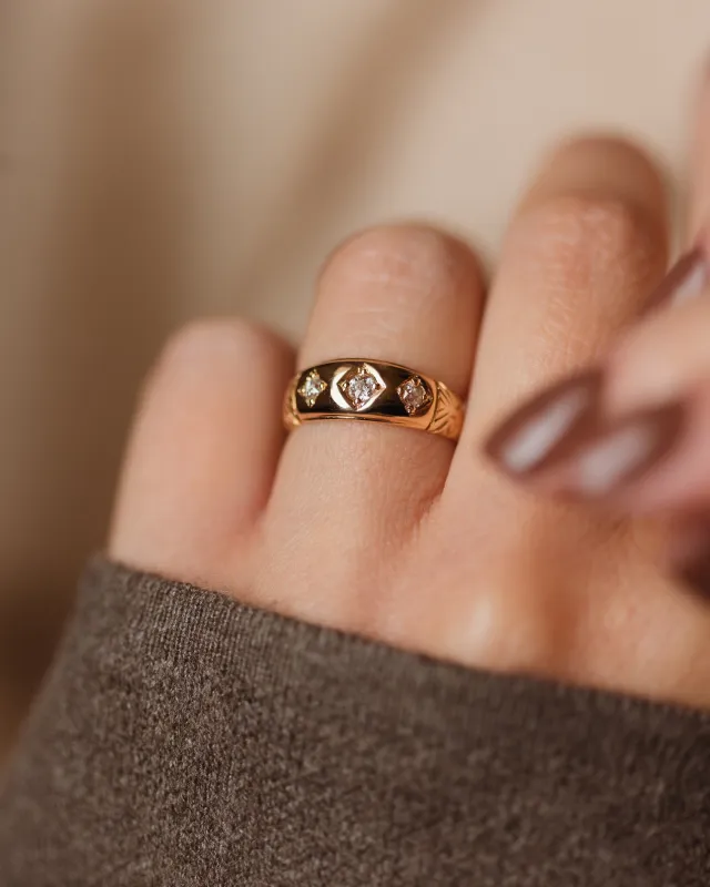 Alyson 1889 Antique 18ct Gold Diamond Trilogy Ring made by Rock n Rose