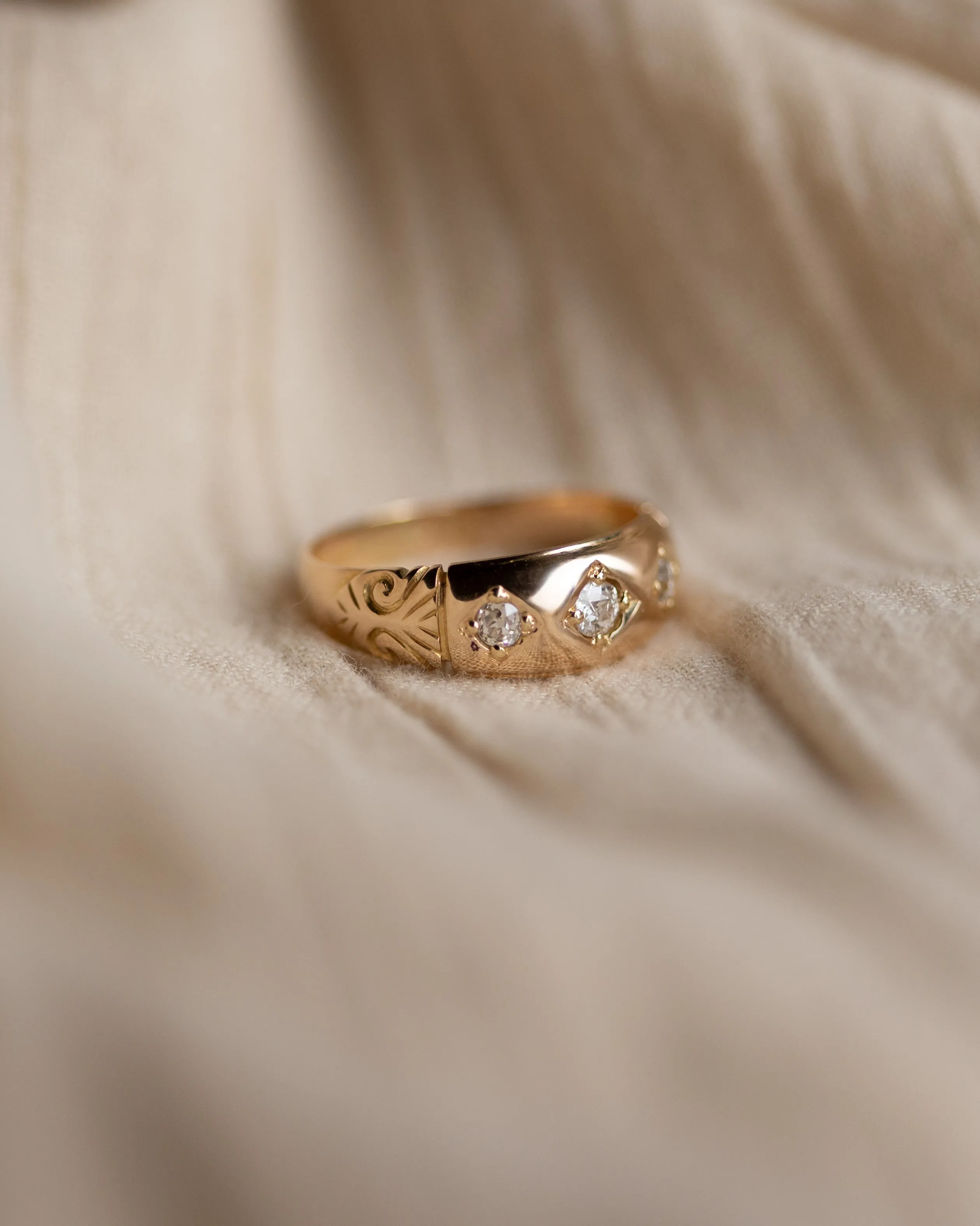 Alyson 1889 Antique 18ct Gold Diamond Trilogy Ring sold by Rock n Rose product image thumbnail 5