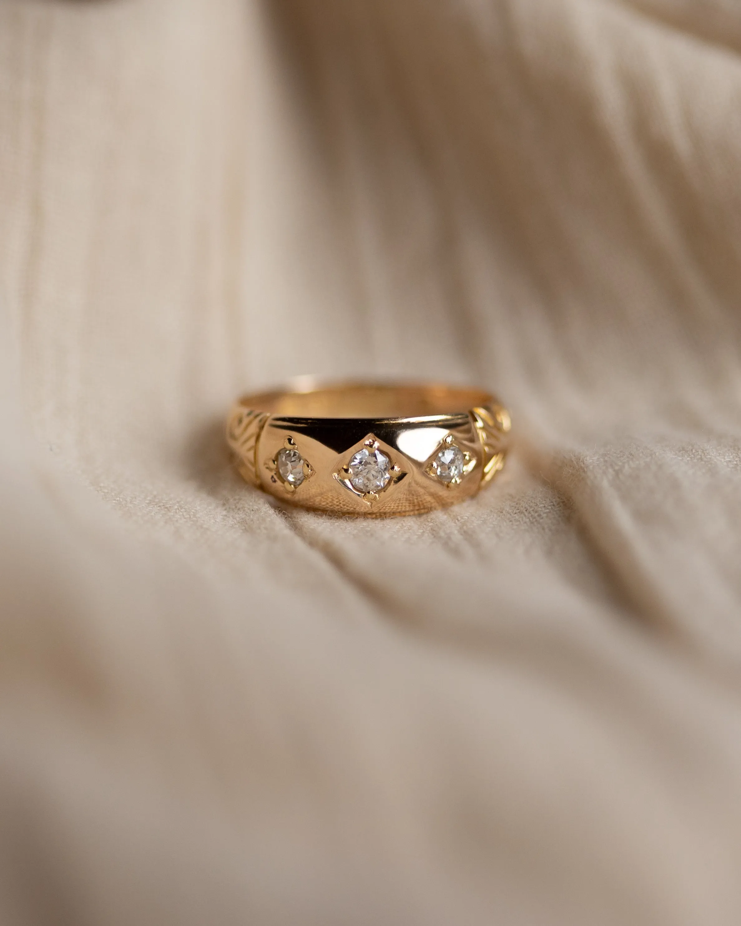 Alyson 1889 Antique 18ct Gold Diamond Trilogy Ring sold by Rock n Rose product image thumbnail 4