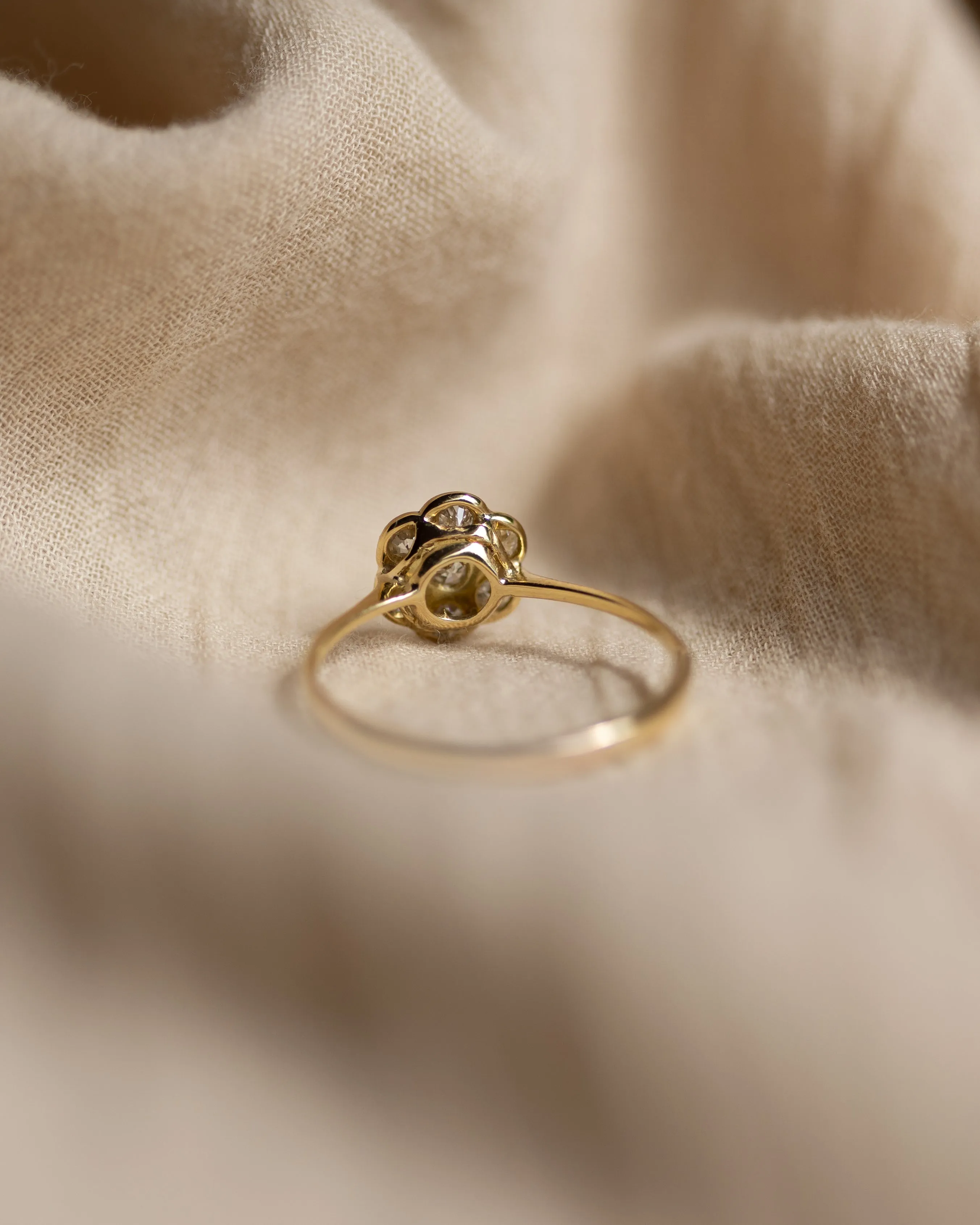 Georgina Antique 18ct Gold Diamond Daisy Cluster Ring sold by Rock n Rose product image thumbnail 5