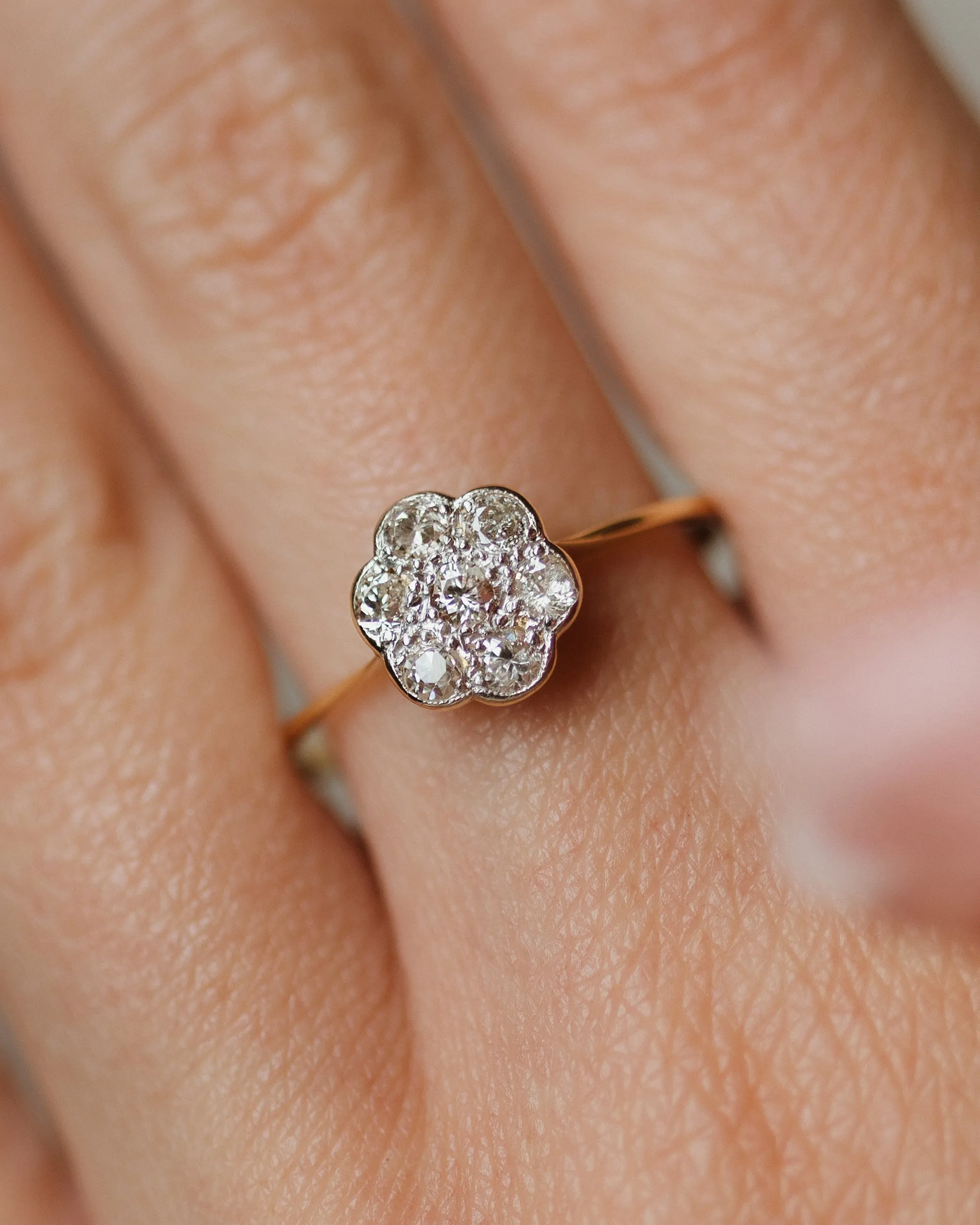 Georgina Antique 18ct Gold Diamond Daisy Cluster Ring sold by Rock n Rose product image thumbnail 3