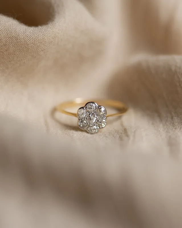 Georgina Antique 18ct Gold Diamond Daisy Cluster Ring made by Rock n Rose