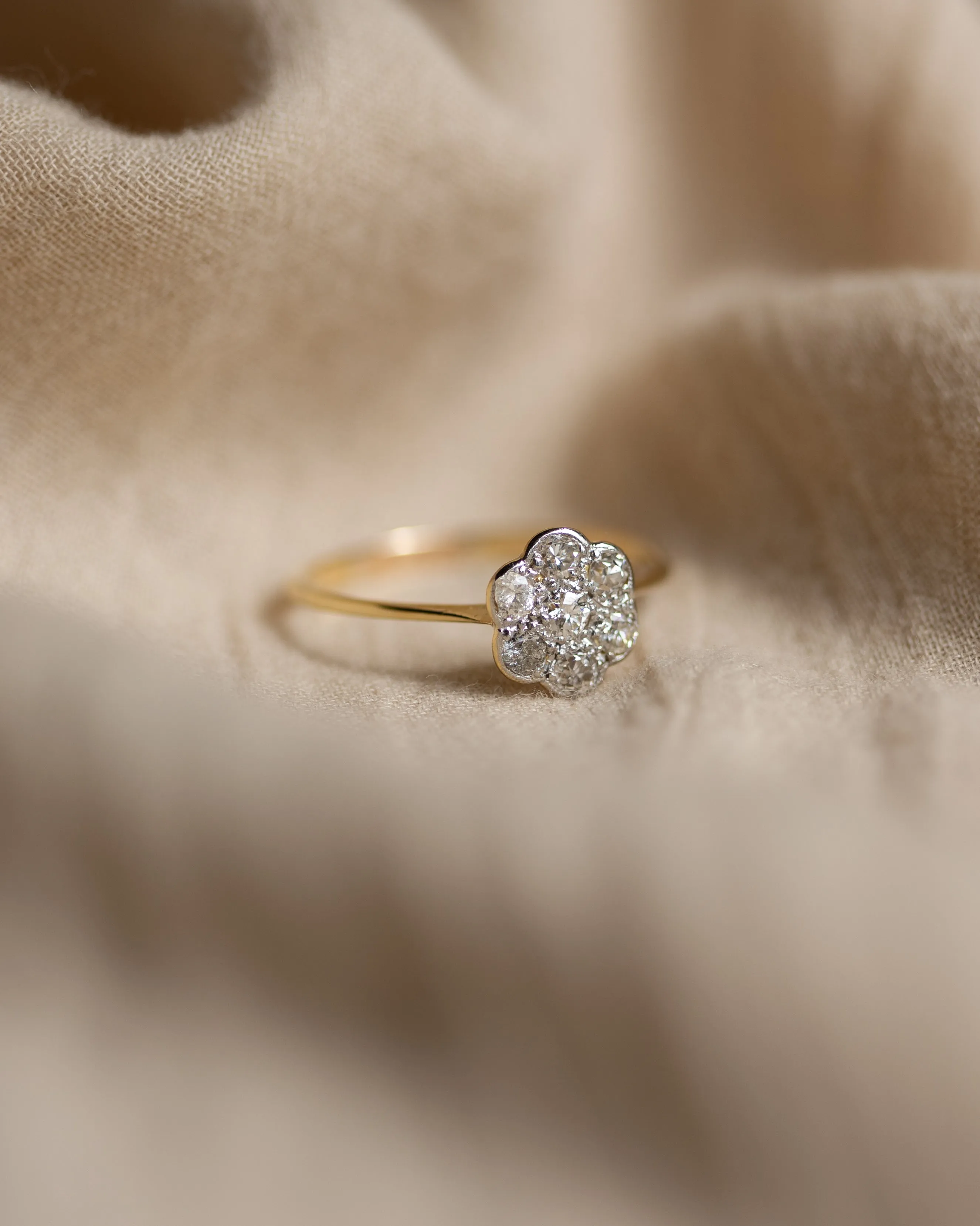Georgina Antique 18ct Gold Diamond Daisy Cluster Ring sold by Rock n Rose product image thumbnail 4