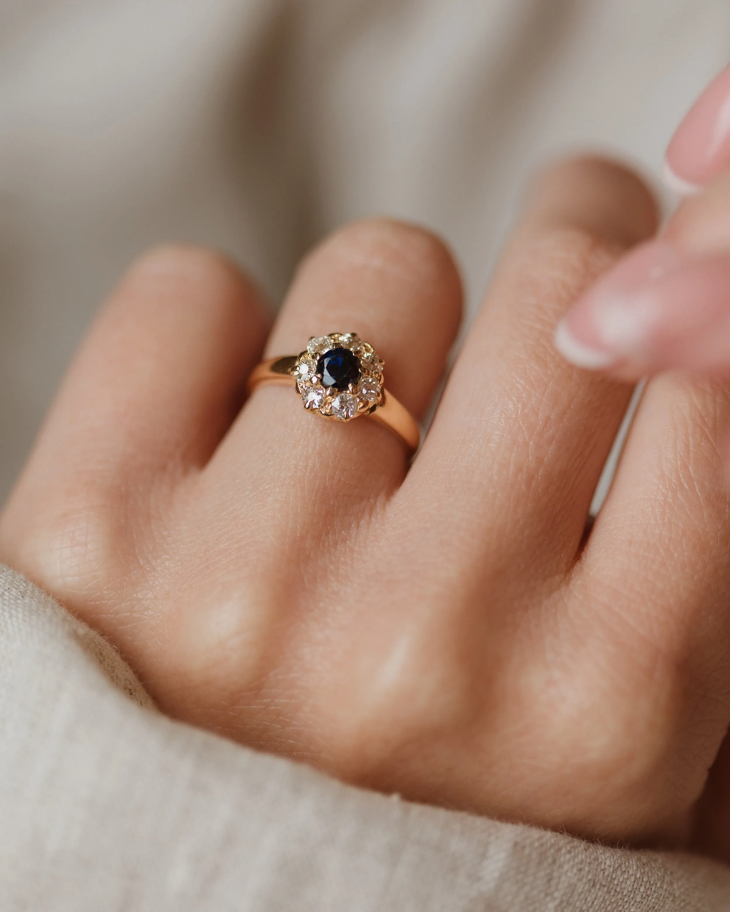 Honor 1898 Antique 18ct Gold Sapphire & Diamond Cluster Ring sold by Rock n Rose