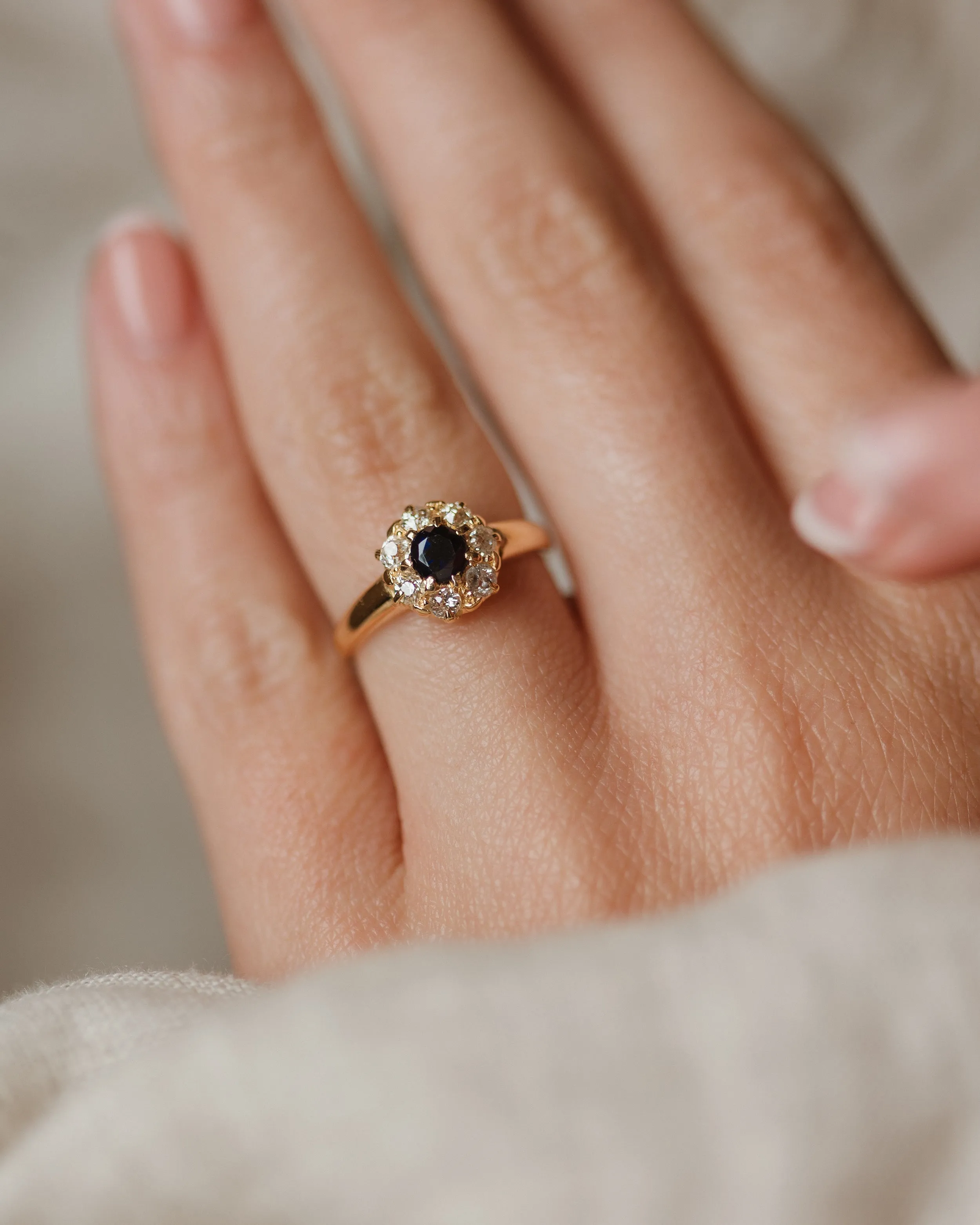 Honor 1898 Antique 18ct Gold Sapphire & Diamond Cluster Ring sold by Rock n Rose product image thumbnail 3