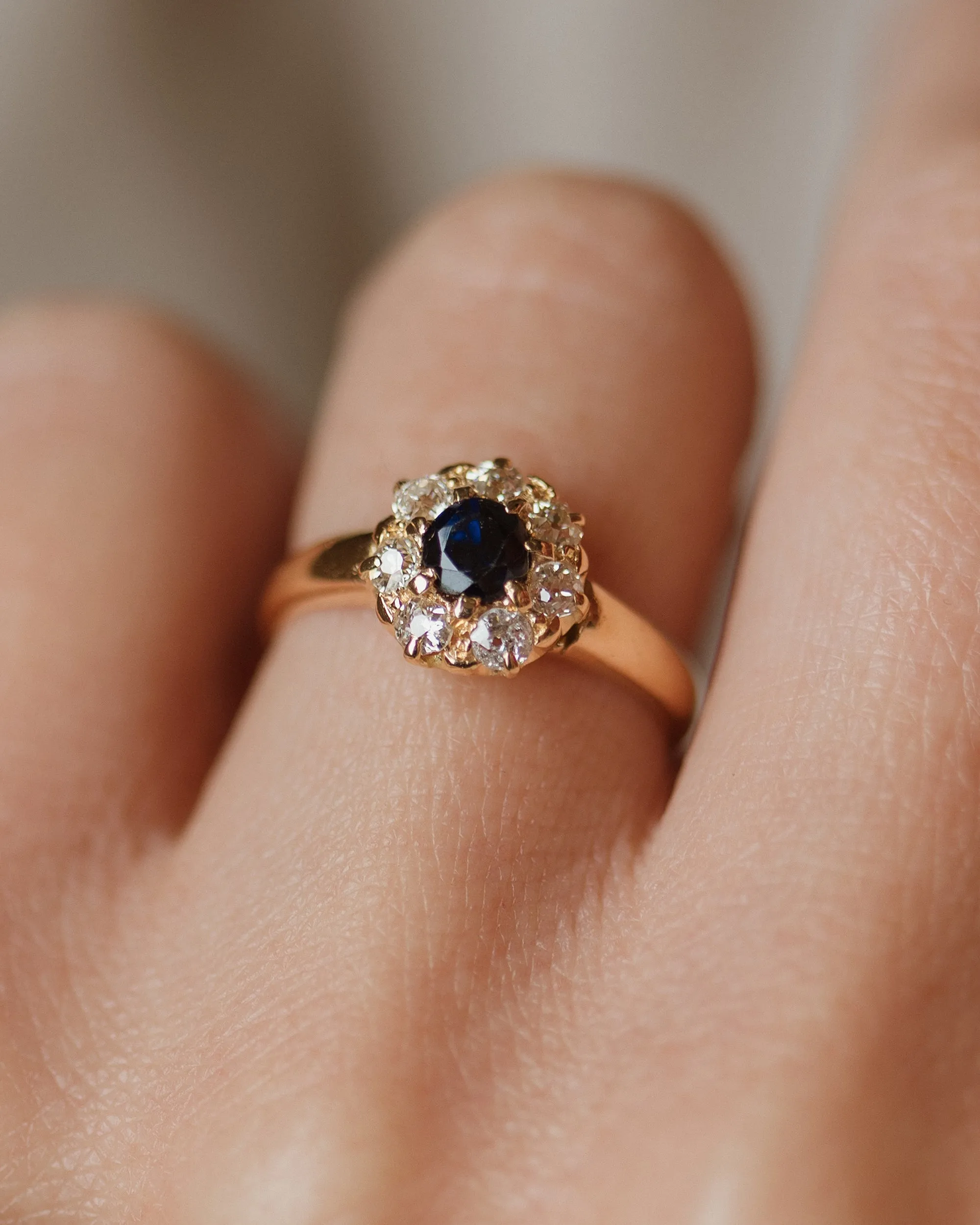 Honor 1898 Antique 18ct Gold Sapphire & Diamond Cluster Ring sold by Rock n Rose product image thumbnail 2