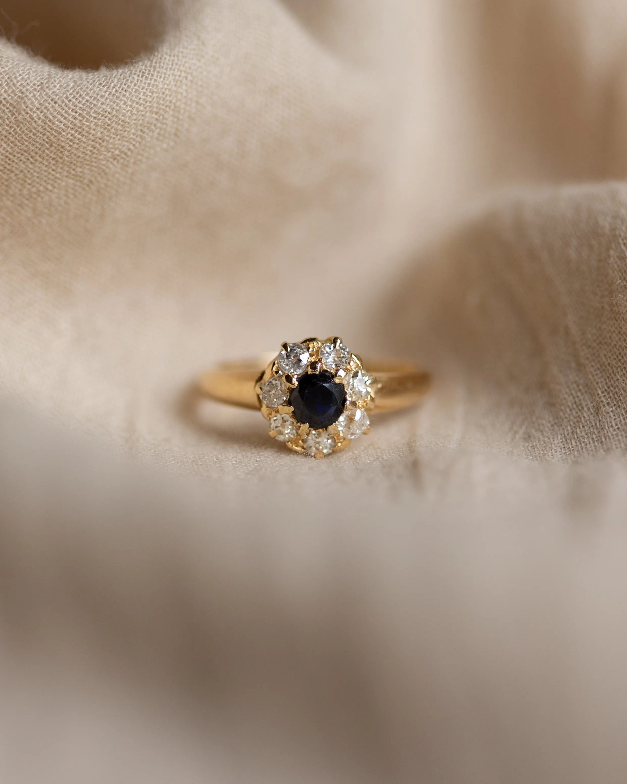 Honor 1898 Antique 18ct Gold Sapphire & Diamond Cluster Ring sold by Rock n Rose product image thumbnail 5