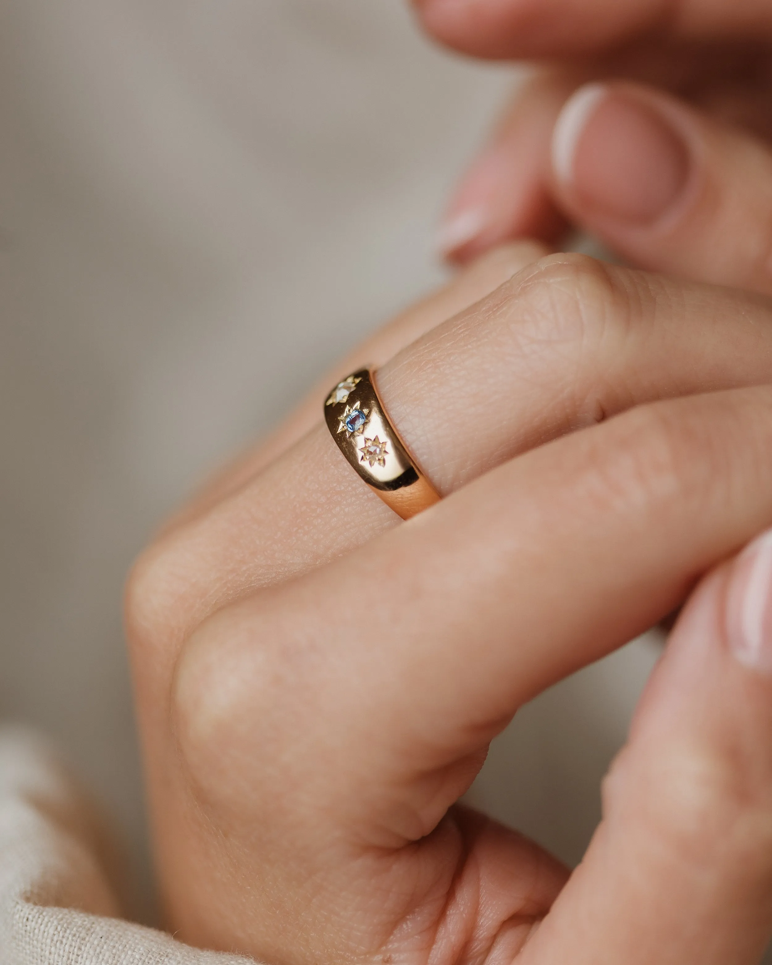 Annette 1888 Antique 18ct Gold Sapphire & Diamond Five Stone Ring sold by Rock n Rose product image thumbnail 4