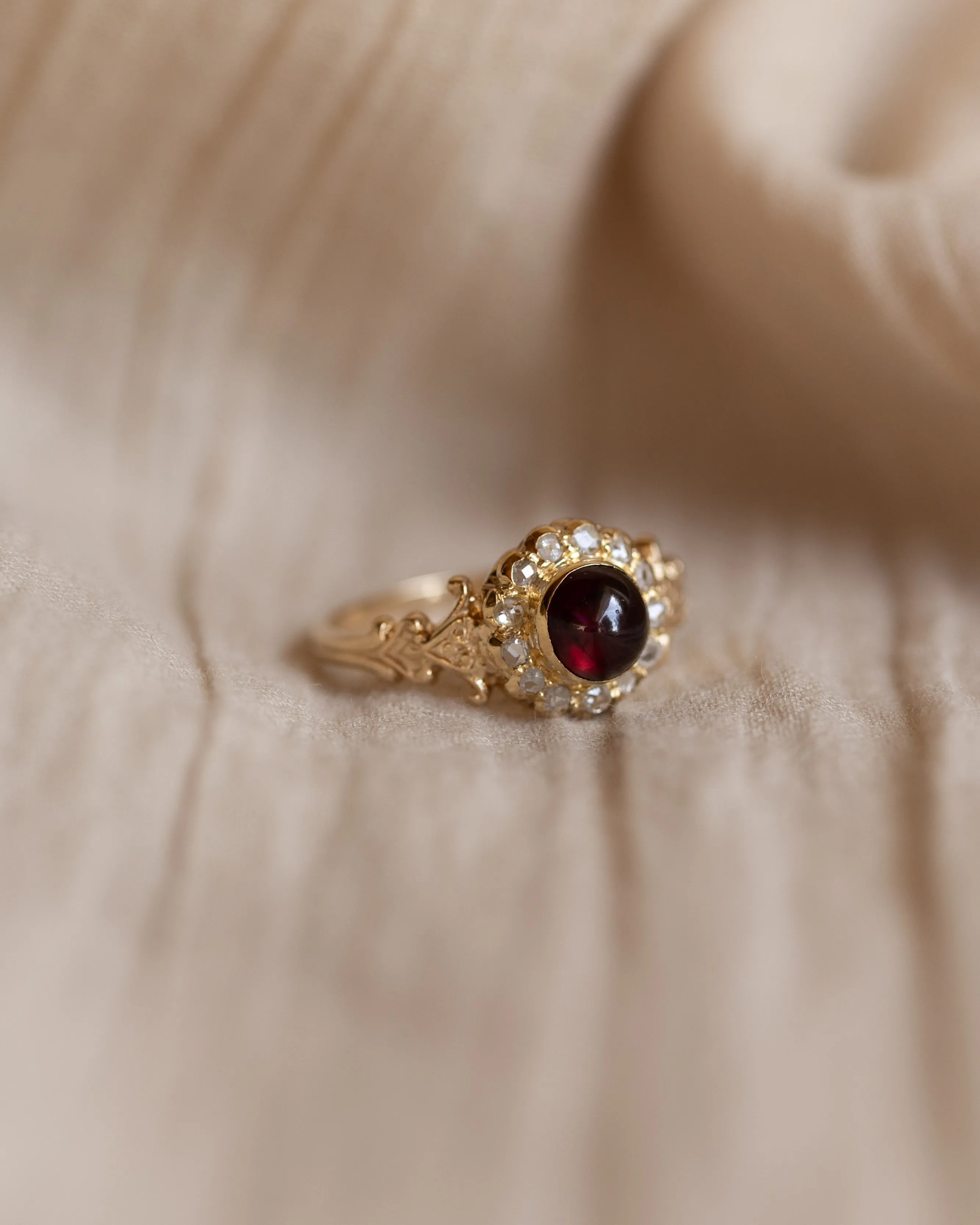 Priscilla Antique 15ct Gold Garnet & Diamond Cluster Ring sold by Rock n Rose product image thumbnail 5
