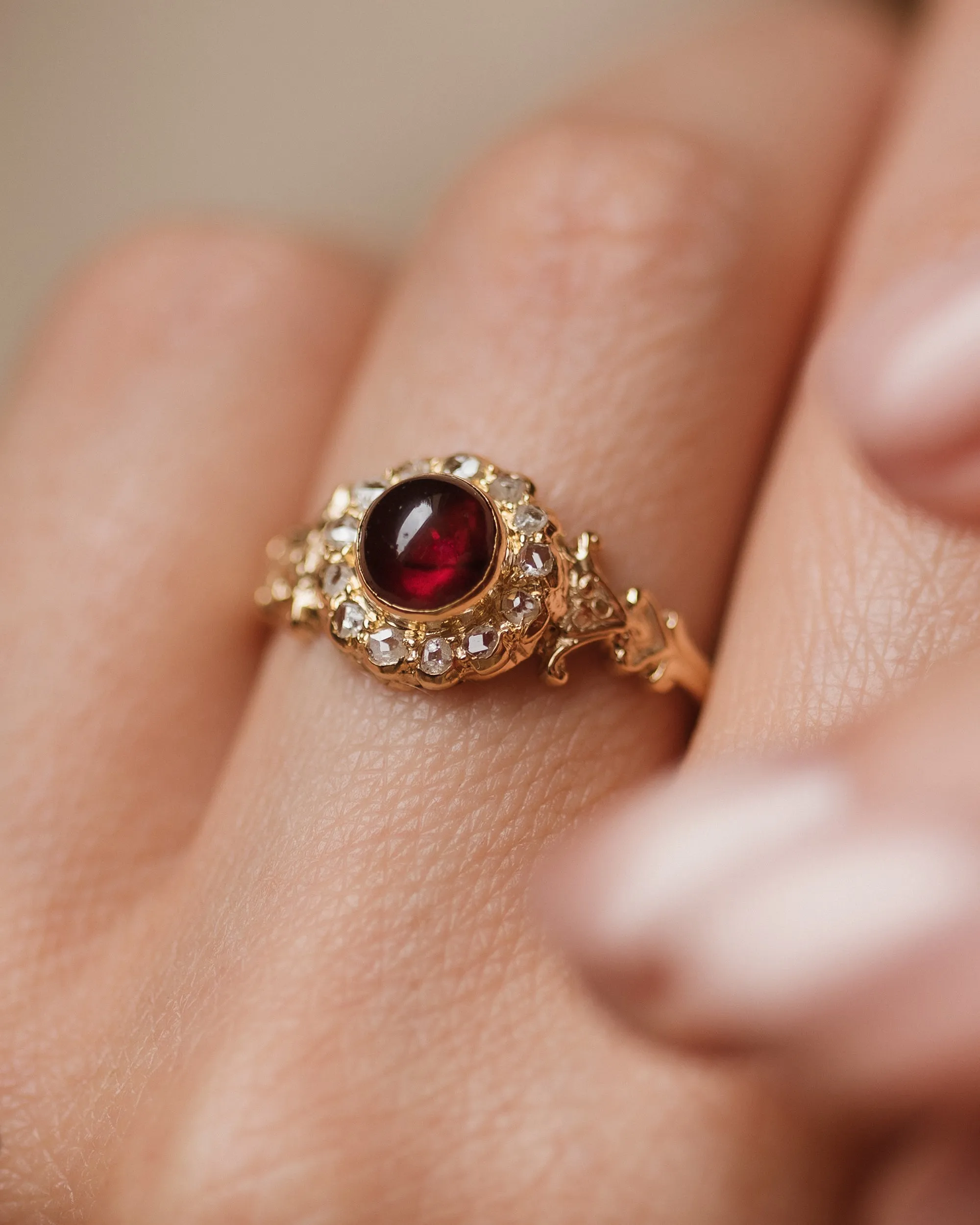 Priscilla Antique 15ct Gold Garnet & Diamond Cluster Ring sold by Rock n Rose product image thumbnail 2
